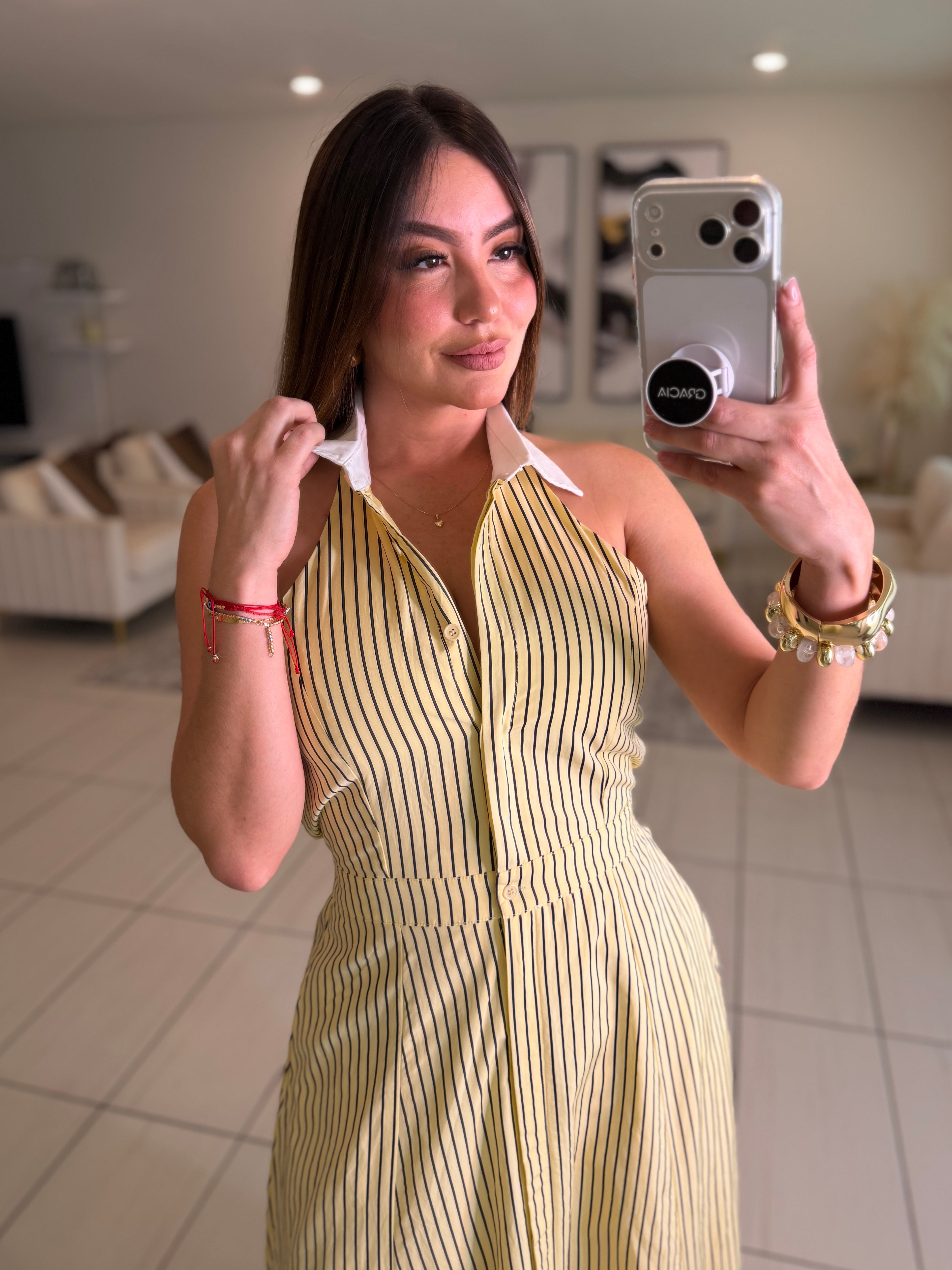 Desire Stripes Yellow Dress