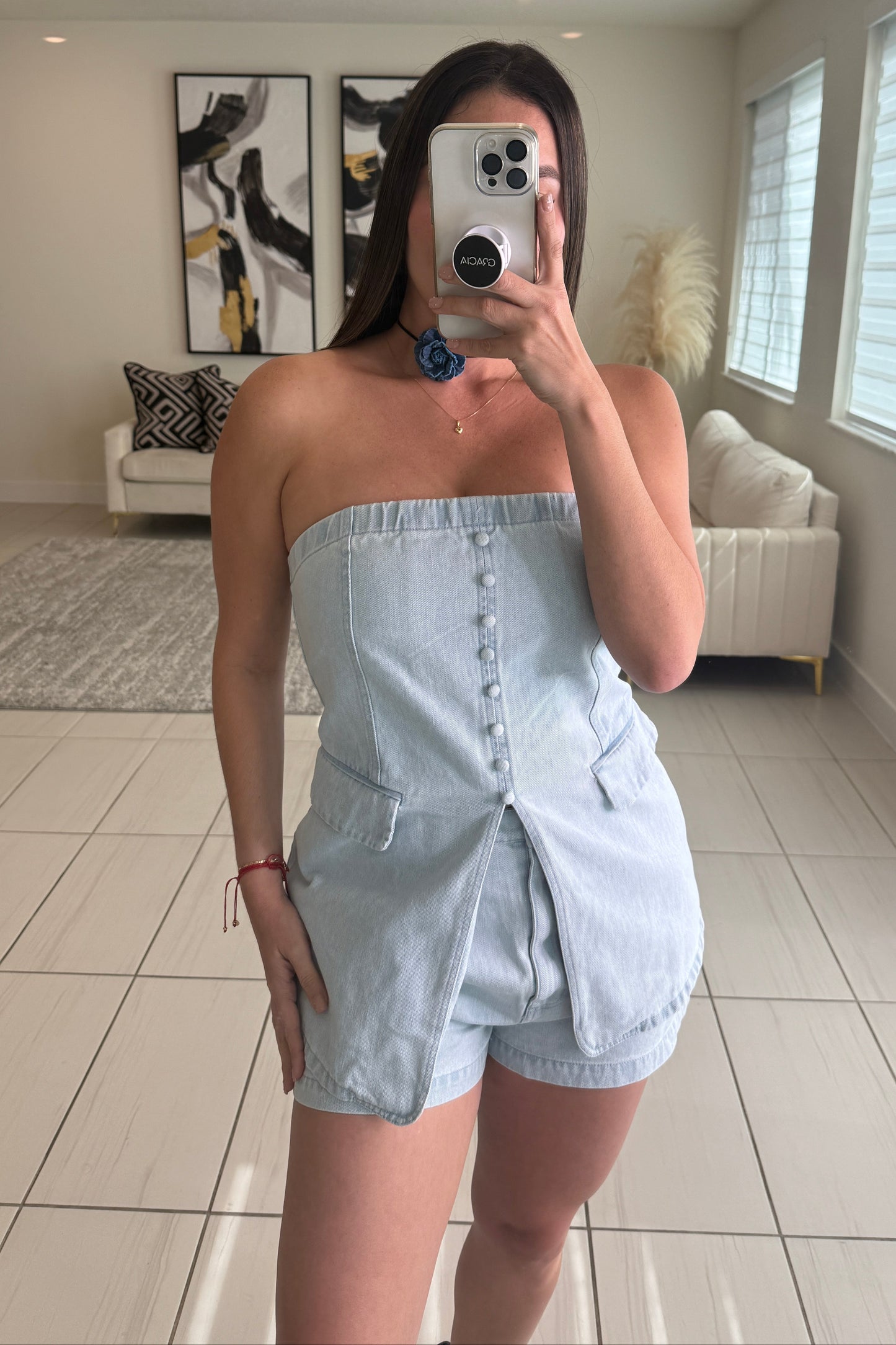 Streetlight Stroll Denim Short Set