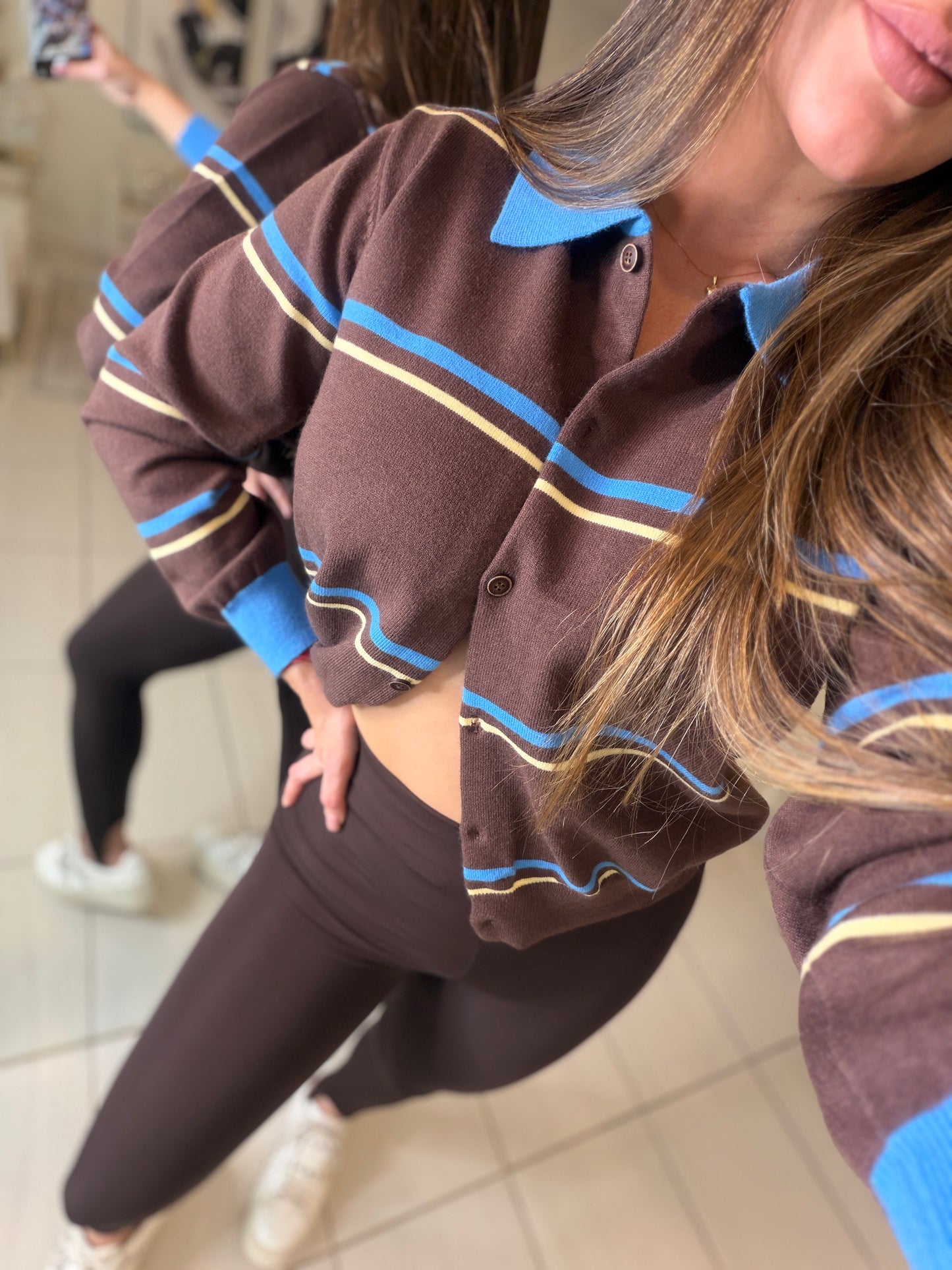 Empire Code Knit Brown Sweater