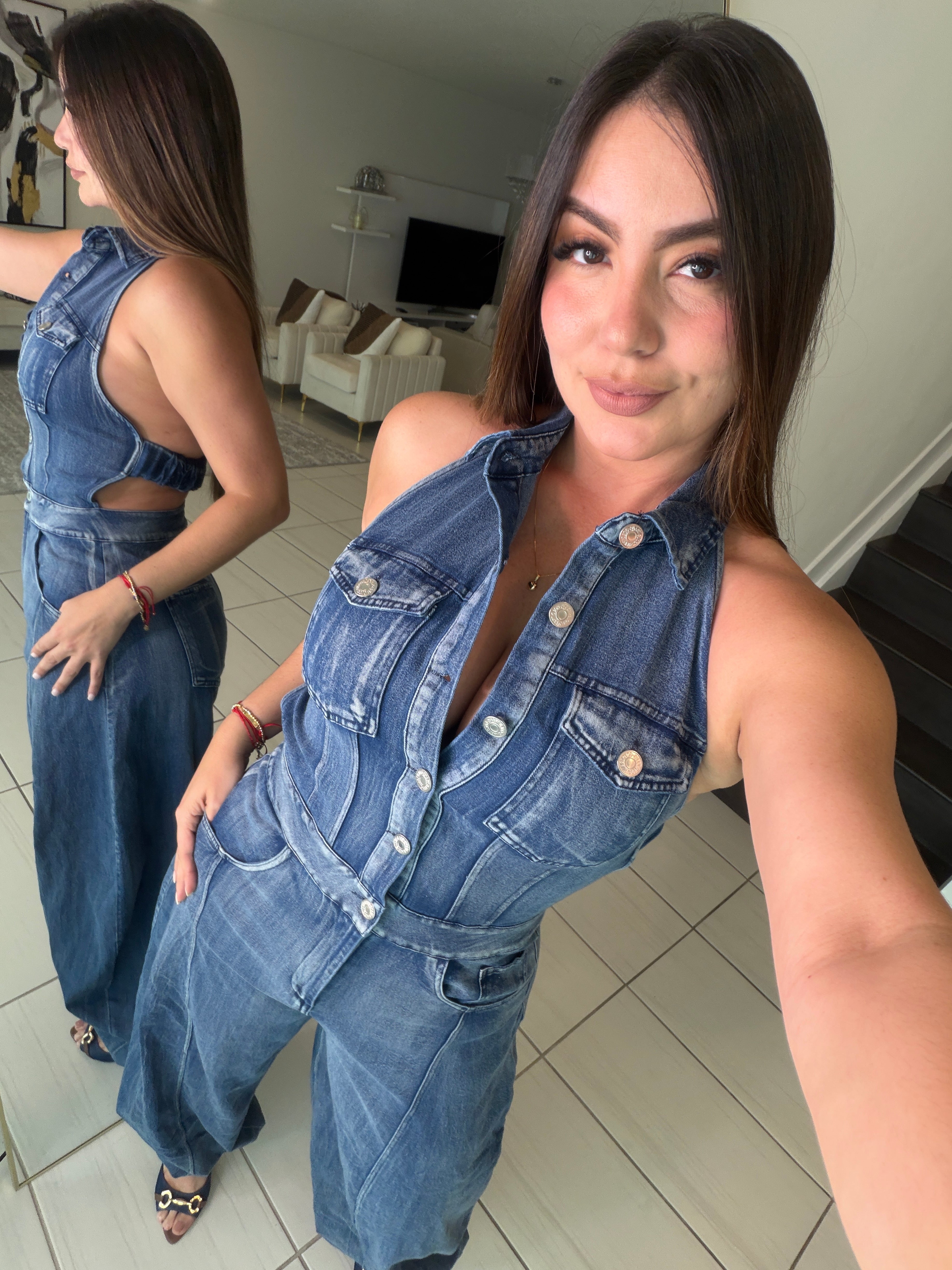 Divine Desire Blue Denim Jumpsuit