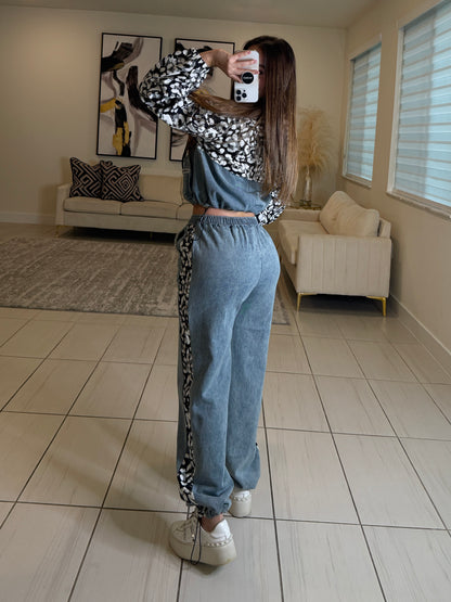 Urban Flair Leopard and Denim Comfy Set