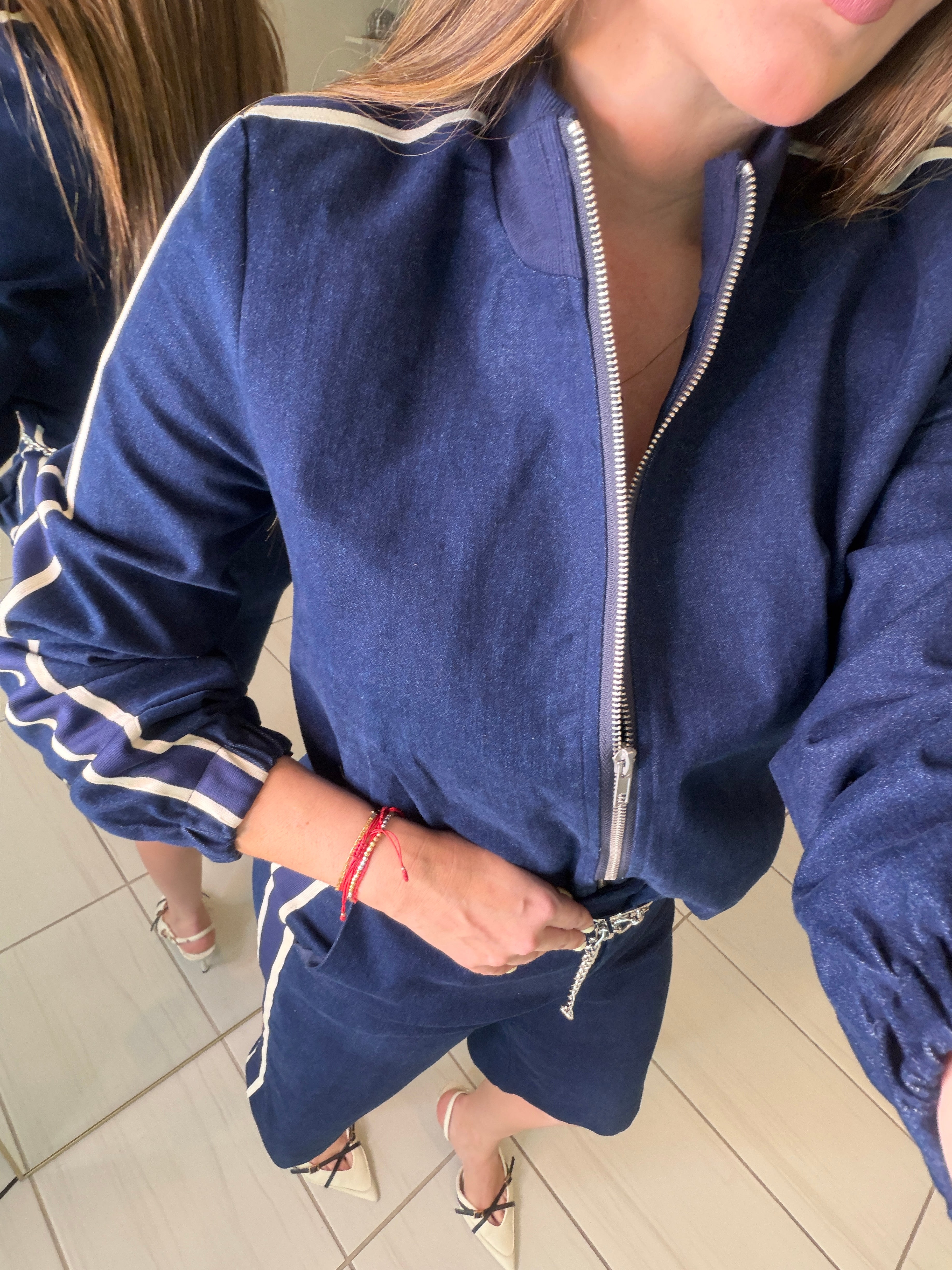 Linear Attraction Navy Blue Bermuda Set