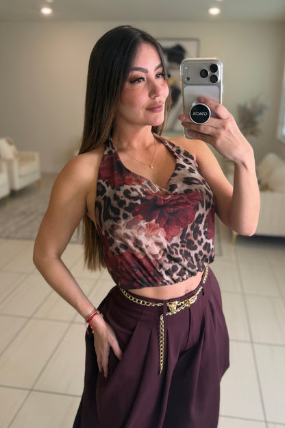 Mystic Rose Mesh Brown Top