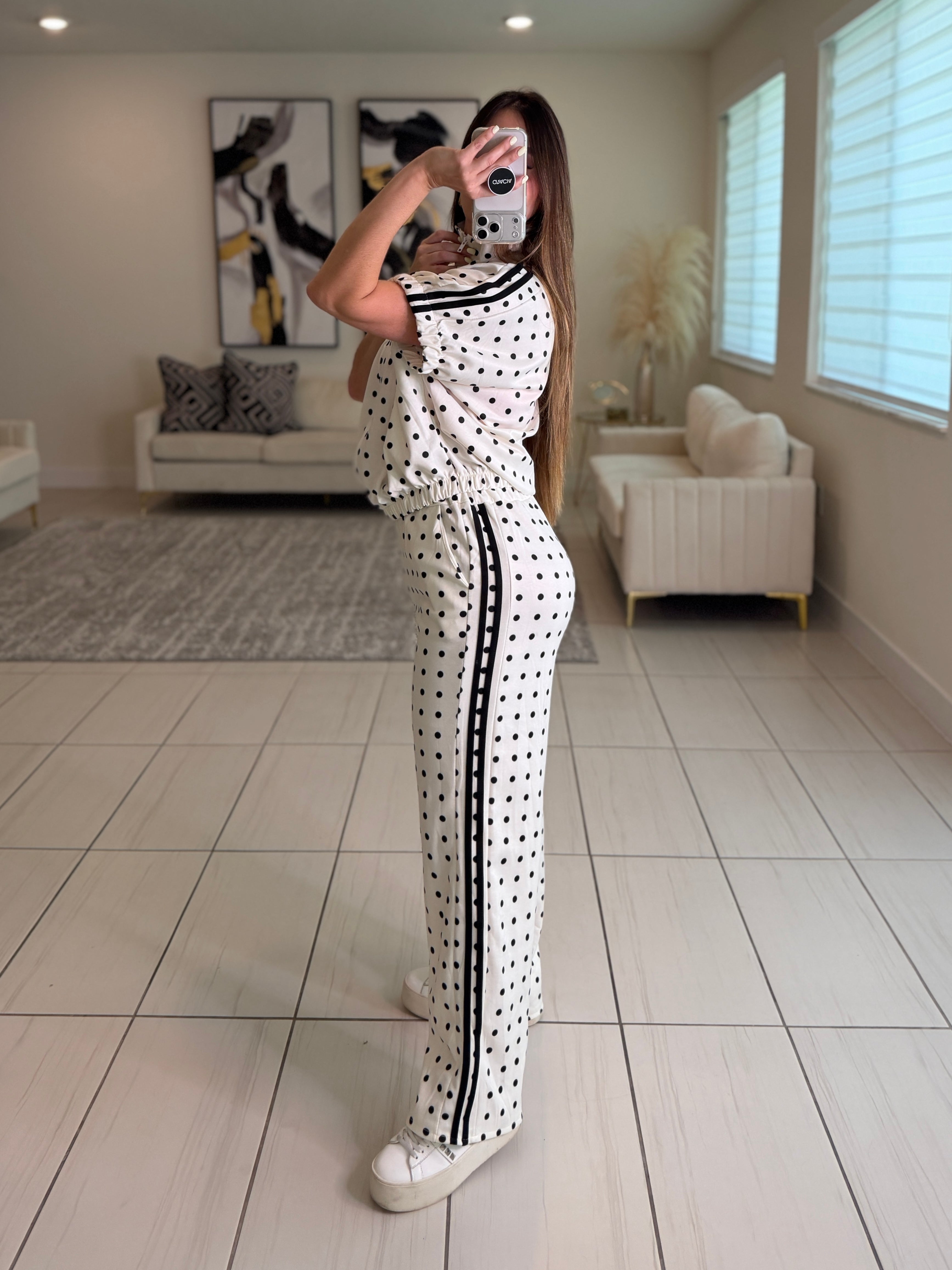 Italian Dots White Pants Set