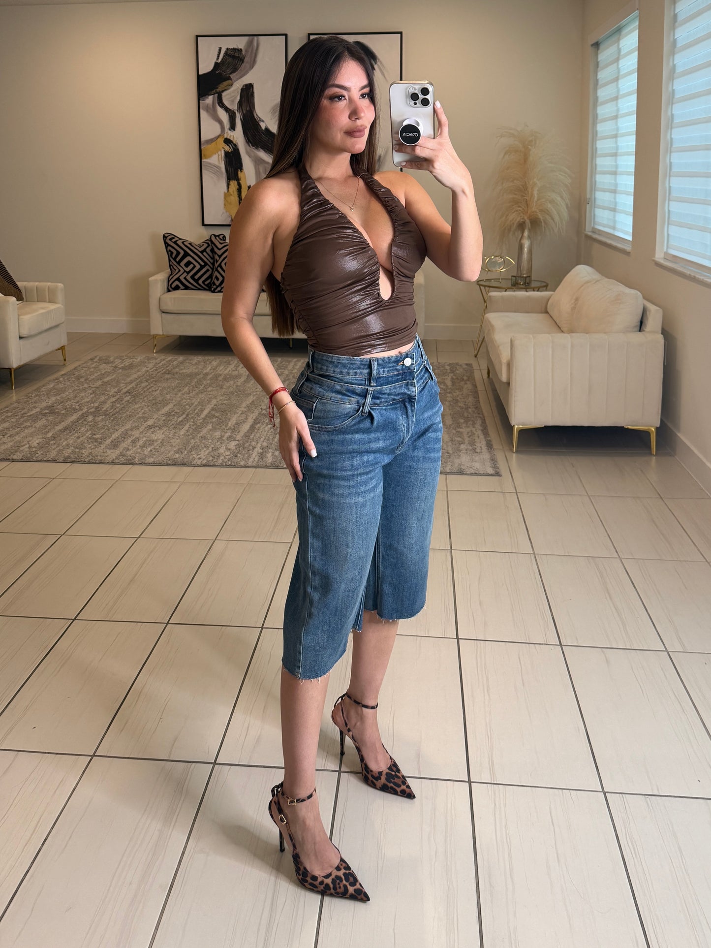 Ruched Muse Brown Top