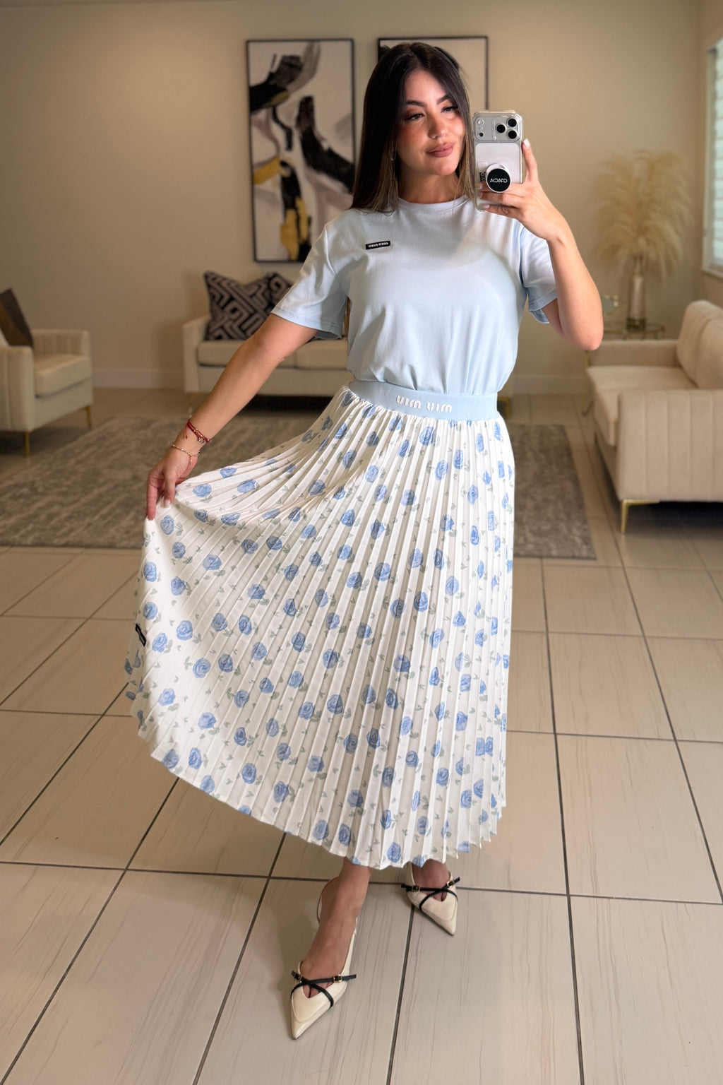 Mirage Flame Blue Skirt Set