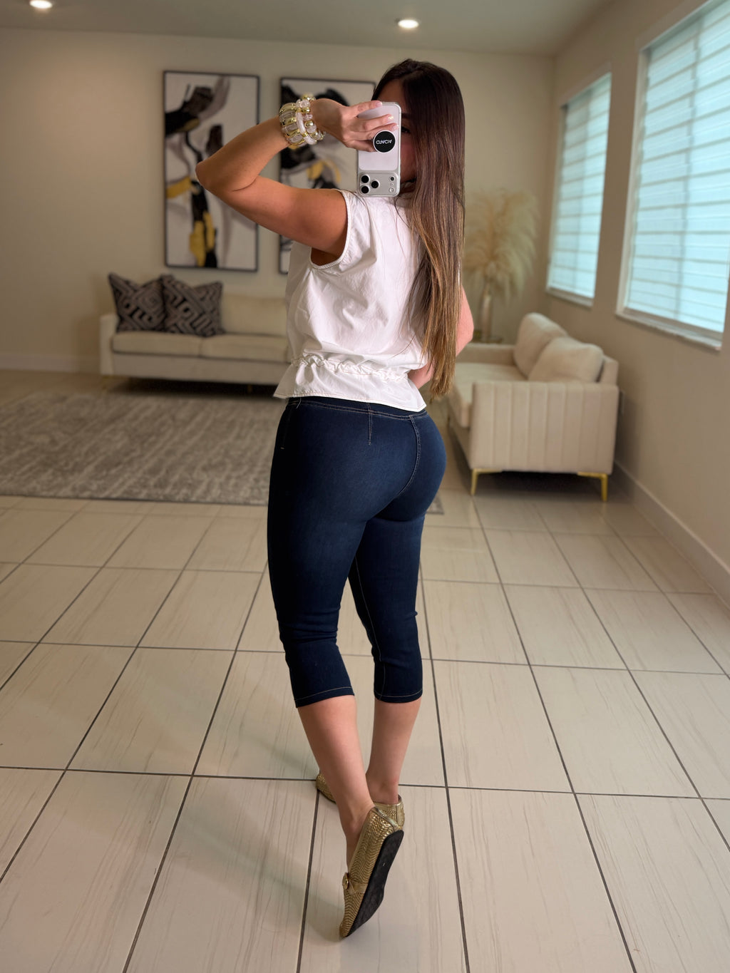 Power Sculpt Denim Capri
