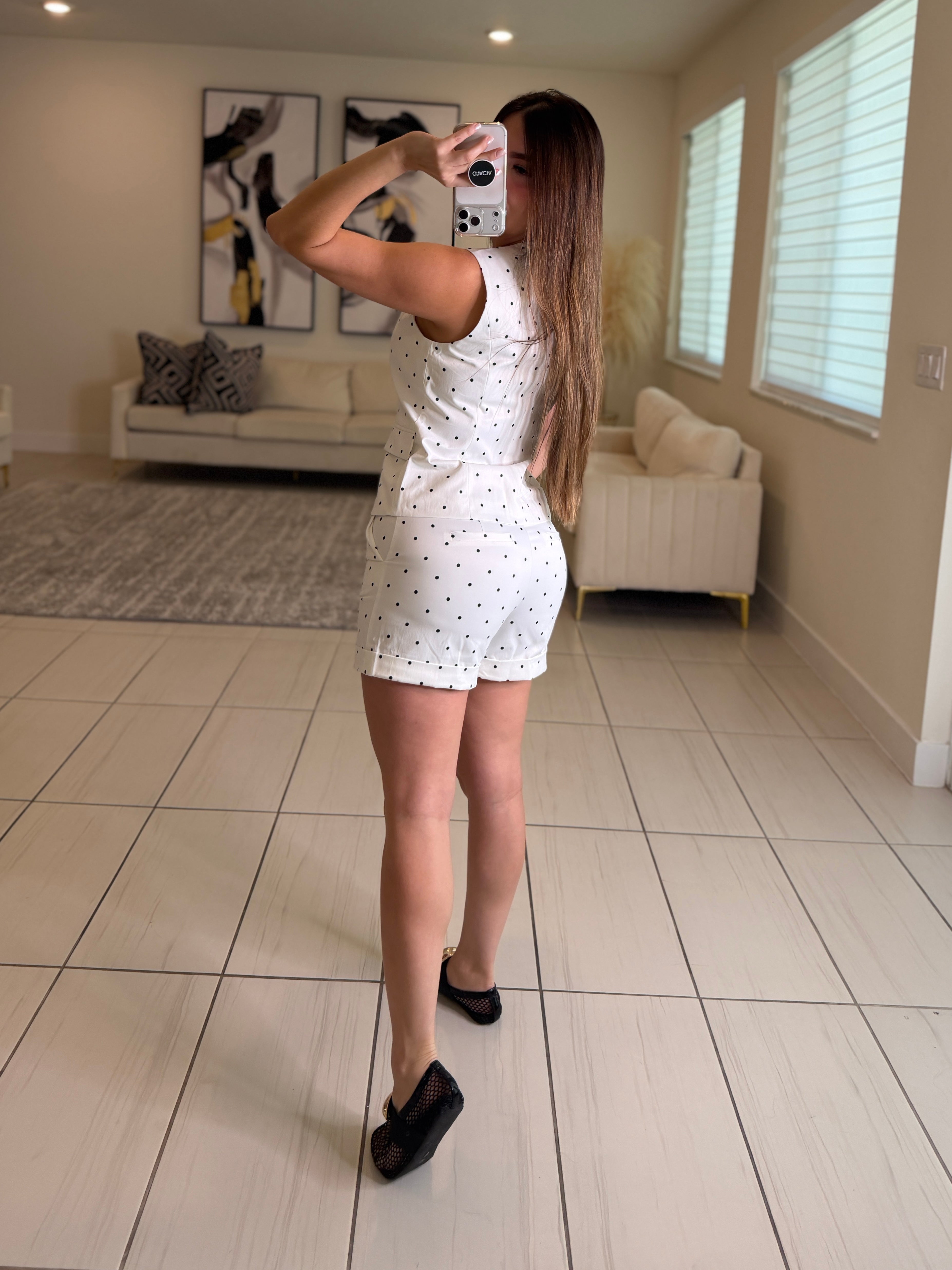 Dotty Vibes White Short Set