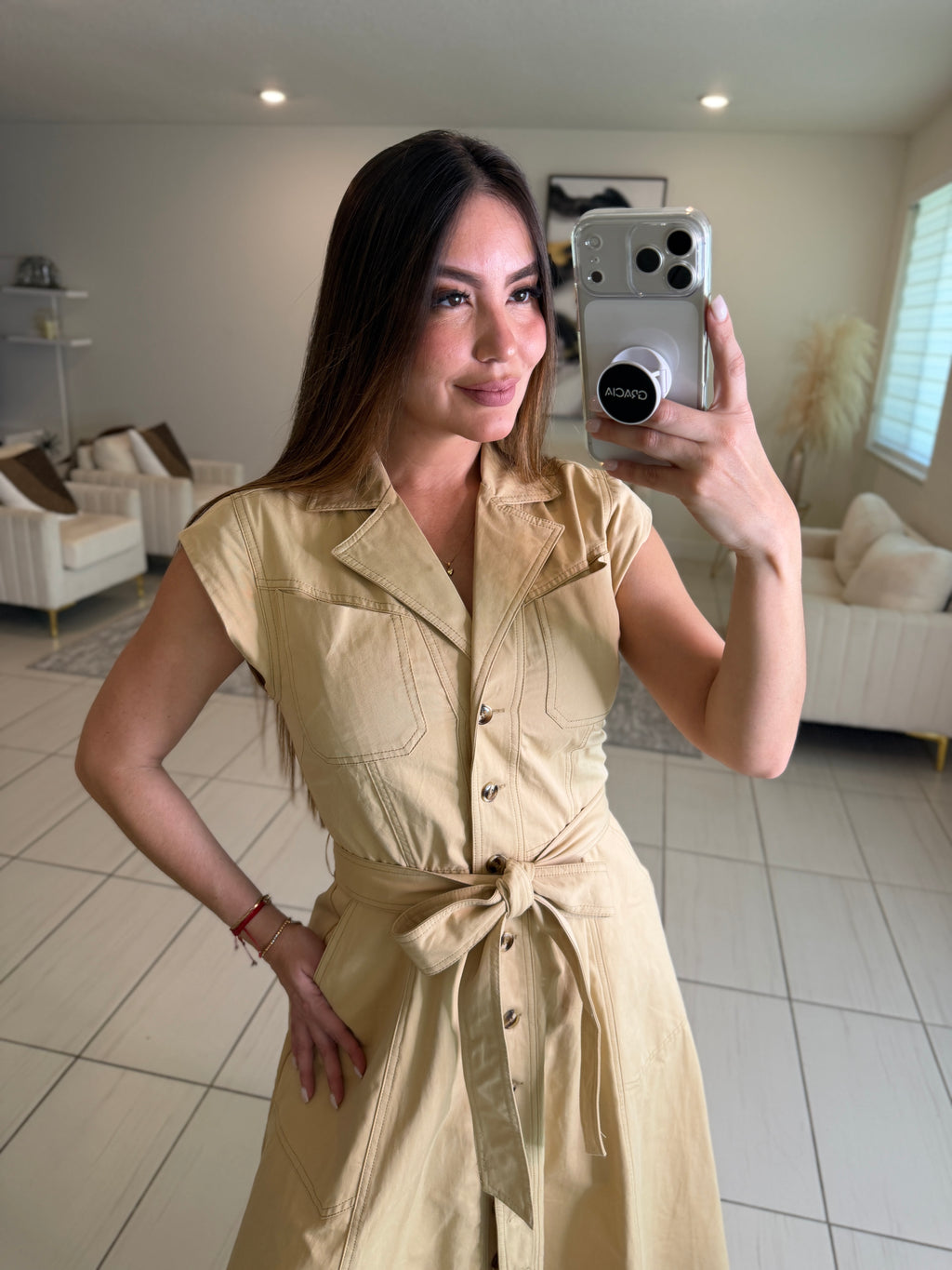 Radiant Khaki Midi Dress