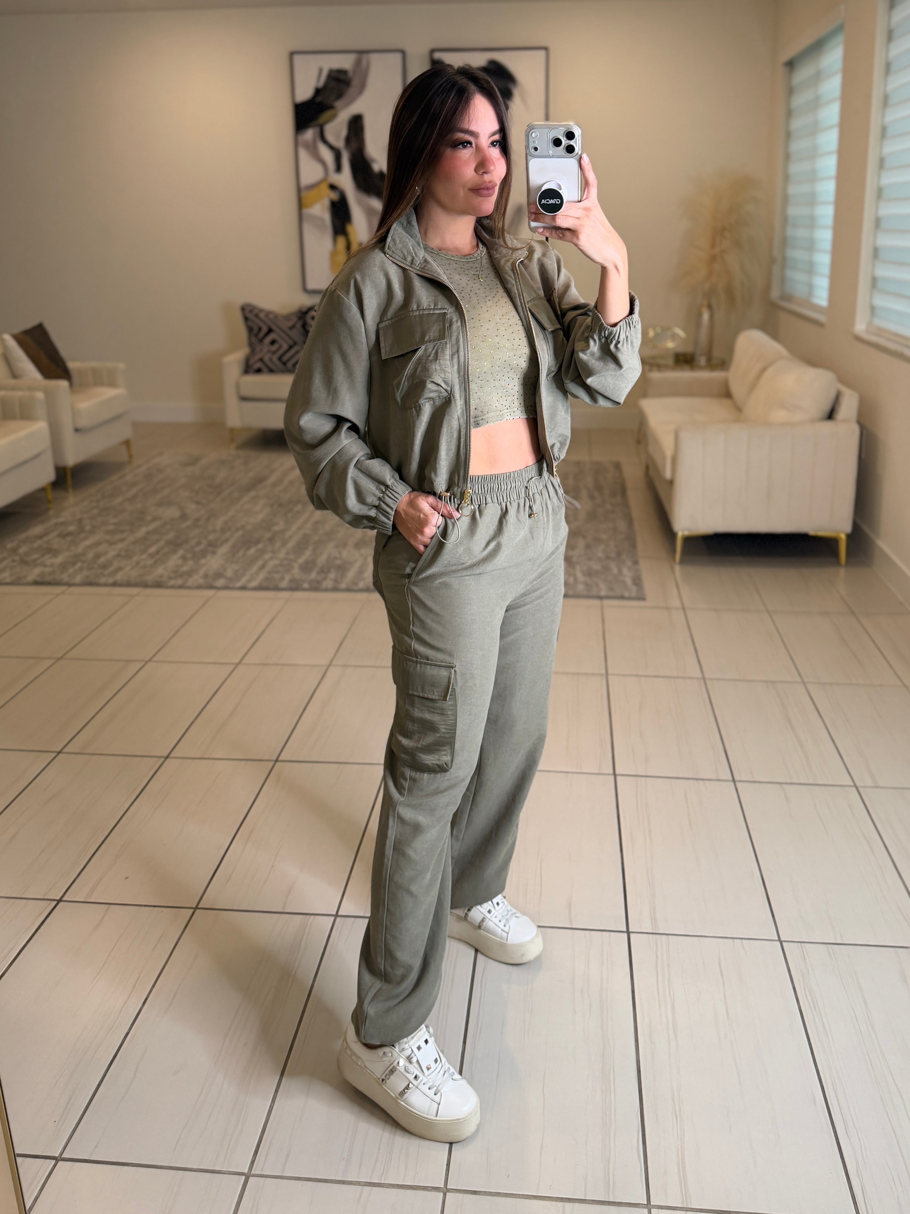 Desire Cargo Green Pant Set