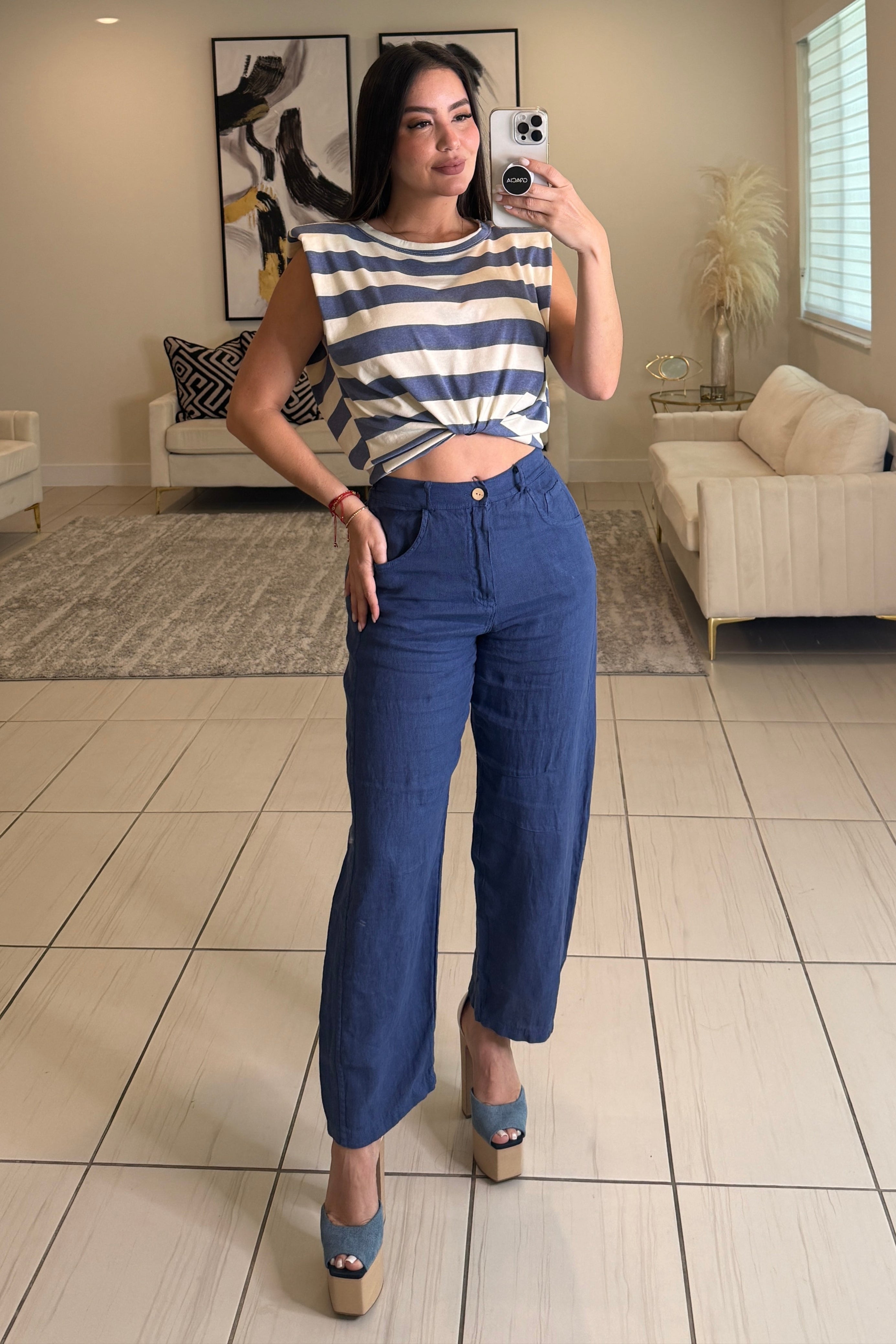 Villa Escape Barrel Linen Pants
