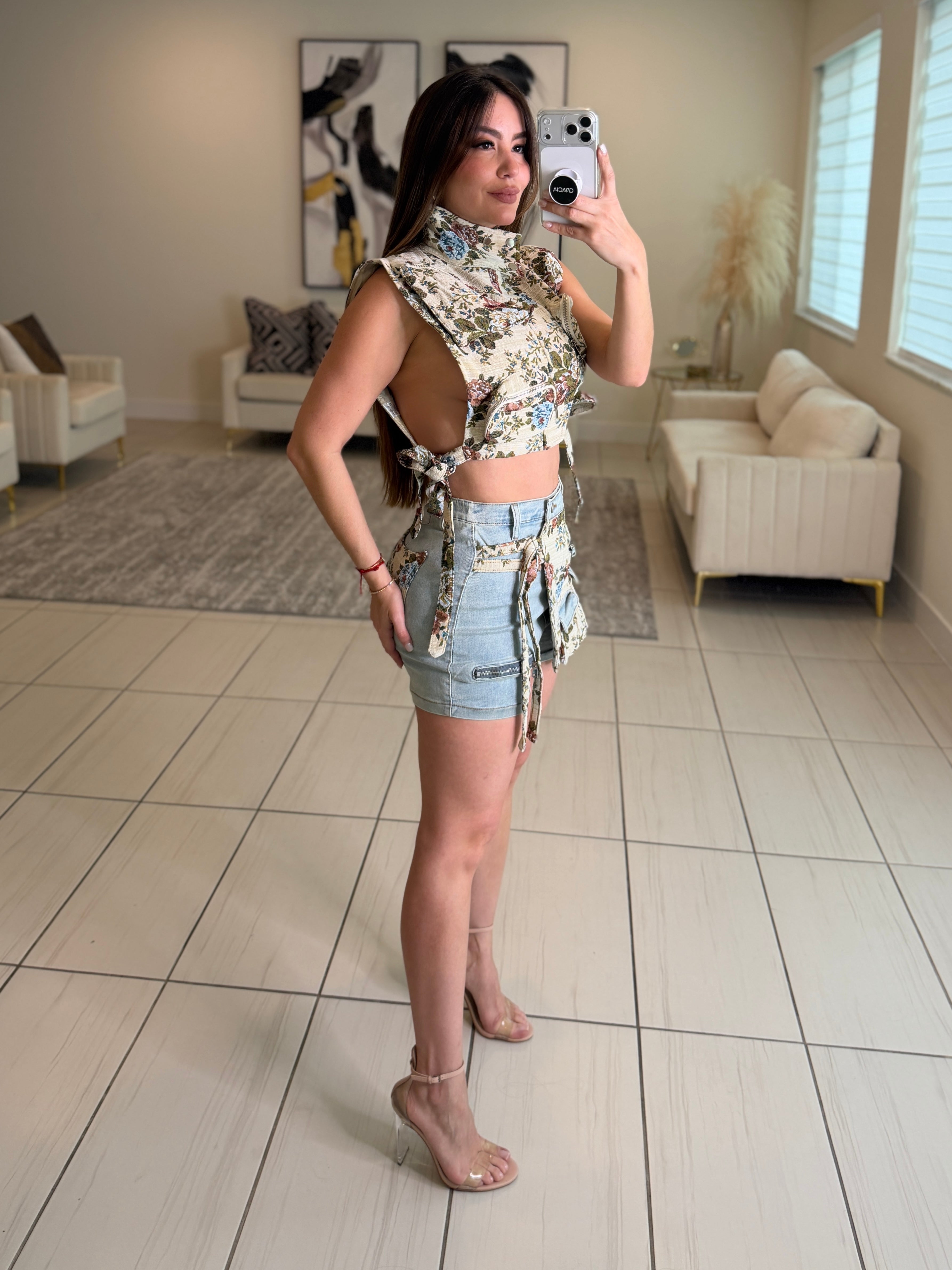 Mediterranean Denim Short Set