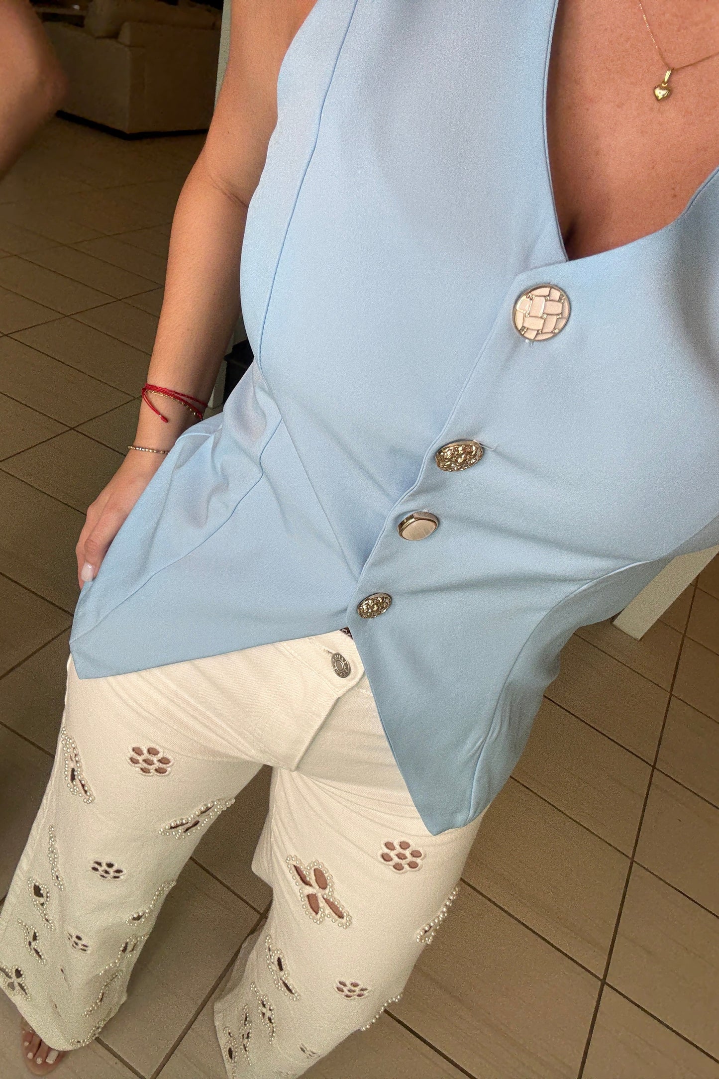 The Seaside Elegance Blue Top