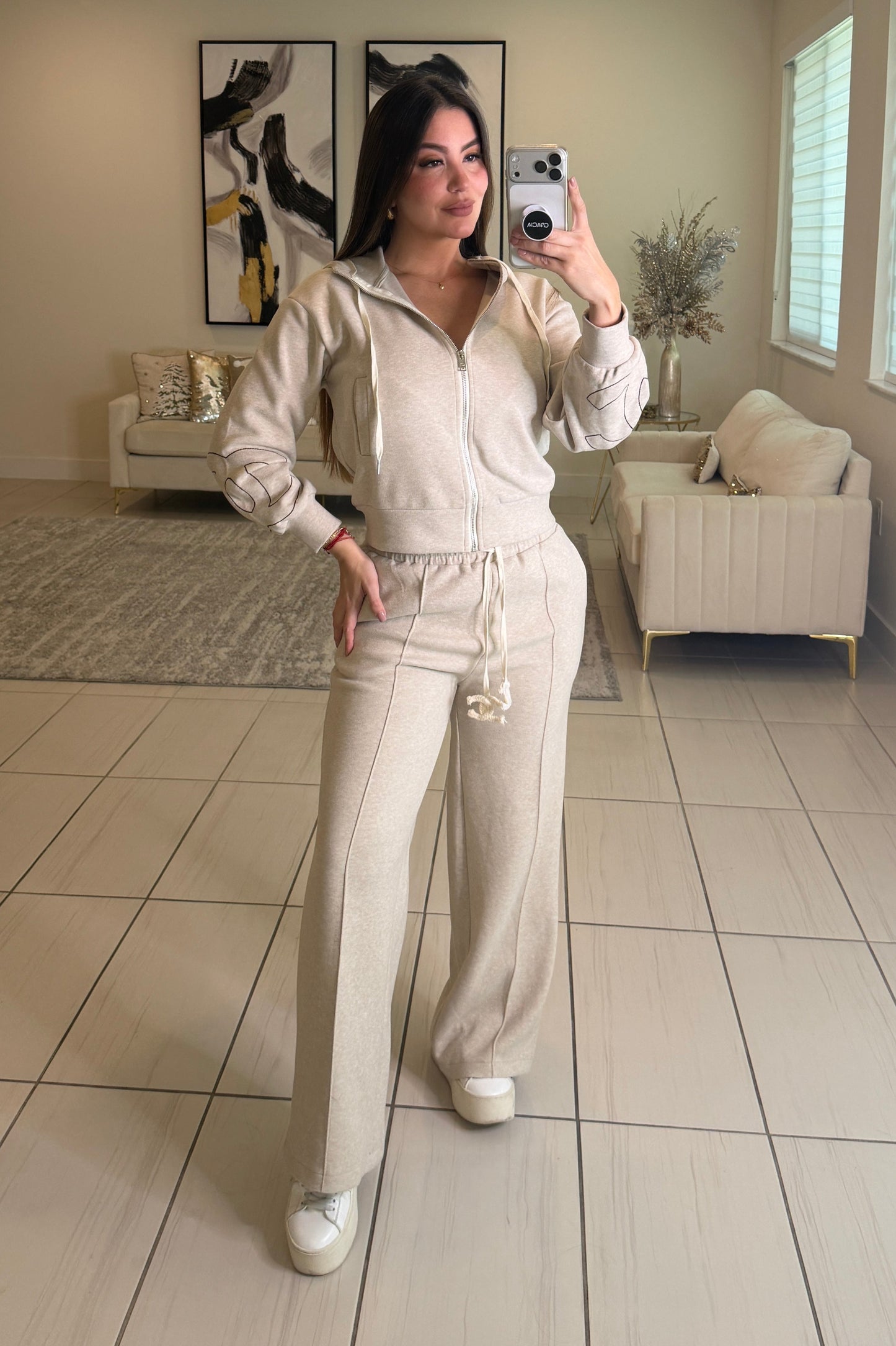 Iconic Structure Beige Pant Set