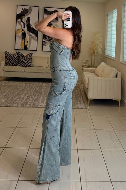 The Powerline Denim Jumpsuit