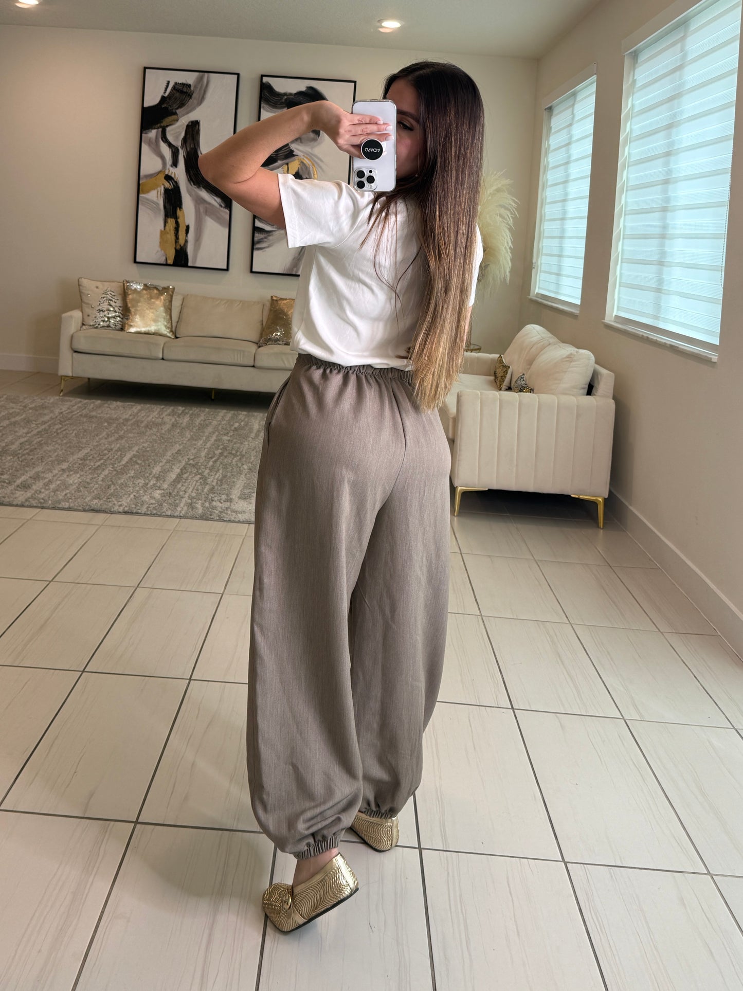 Moonlit Reverie Taupe Balloon Pants
