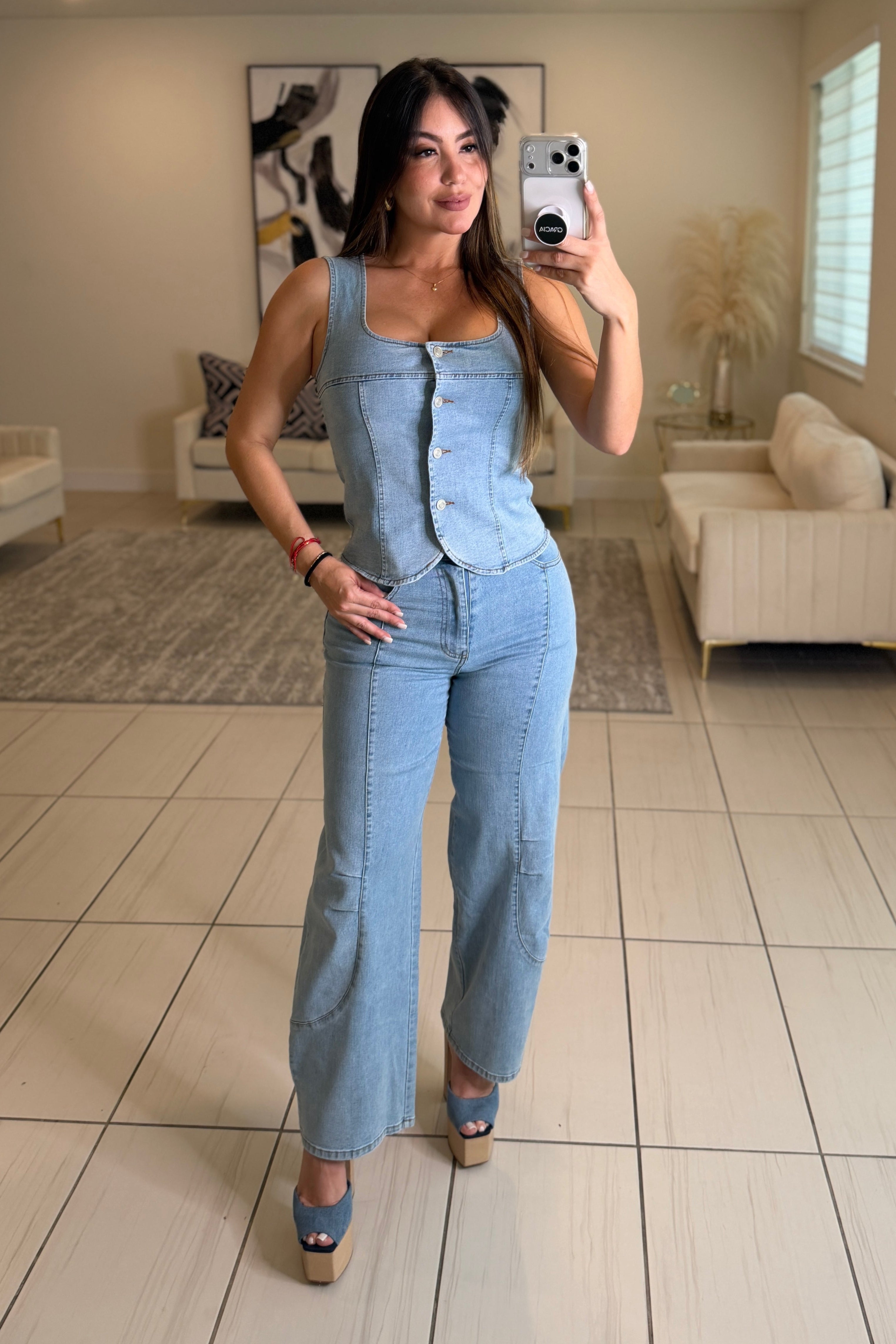 Elevated Essential Light Denim Pant Set