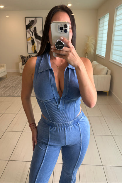 Illusionist Washed Blue Pant Set