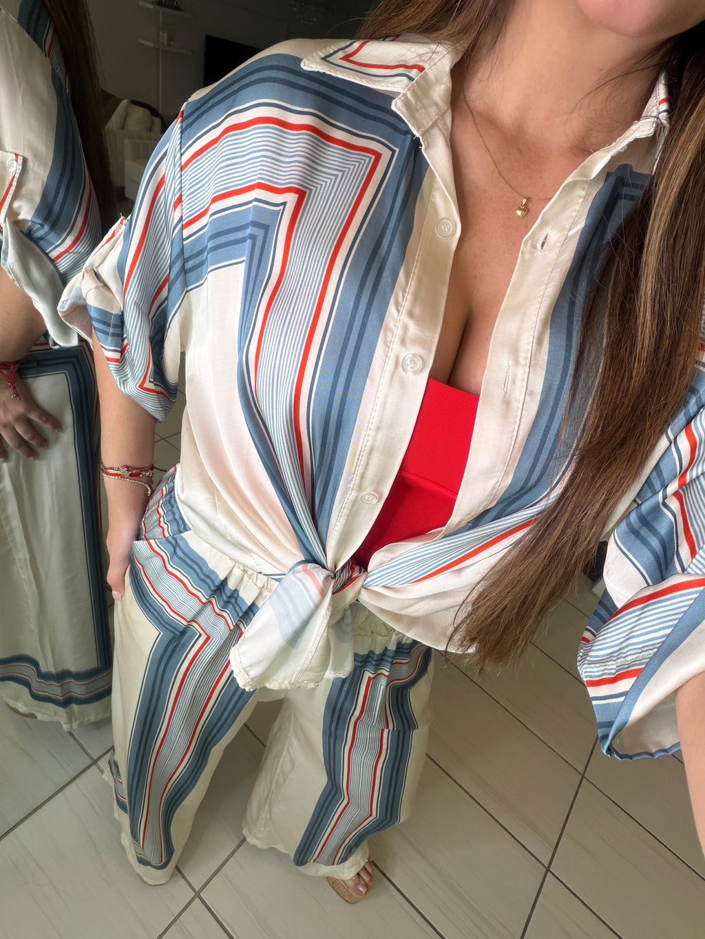 Marine Stripes Beige Pant Set