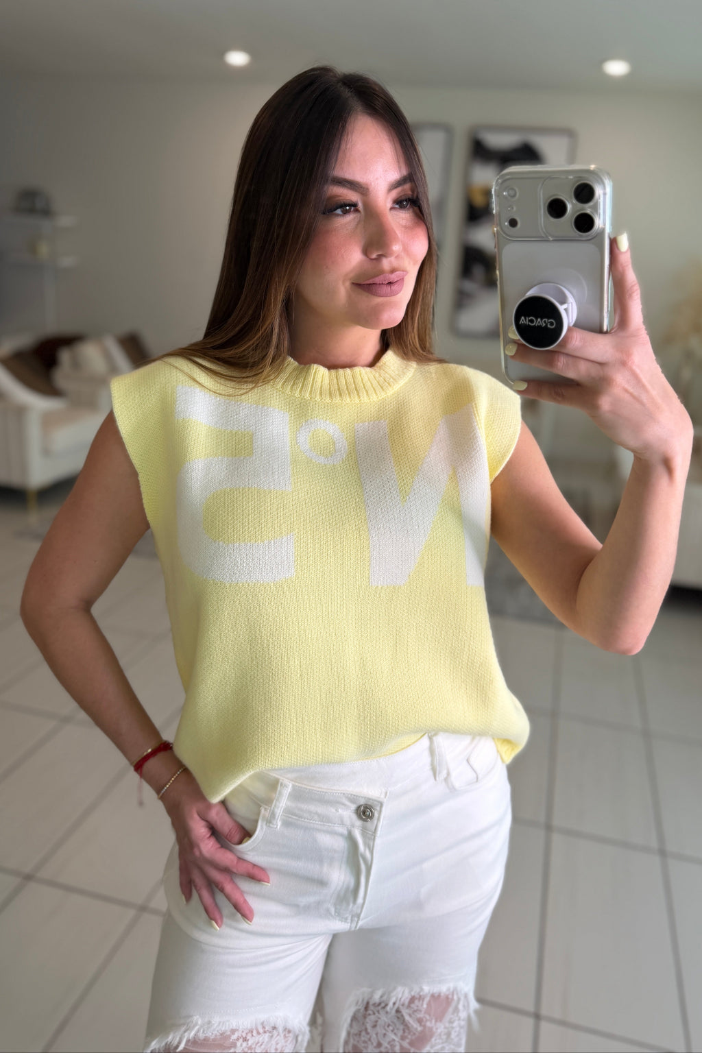 Charming Knit Yellow Vest
