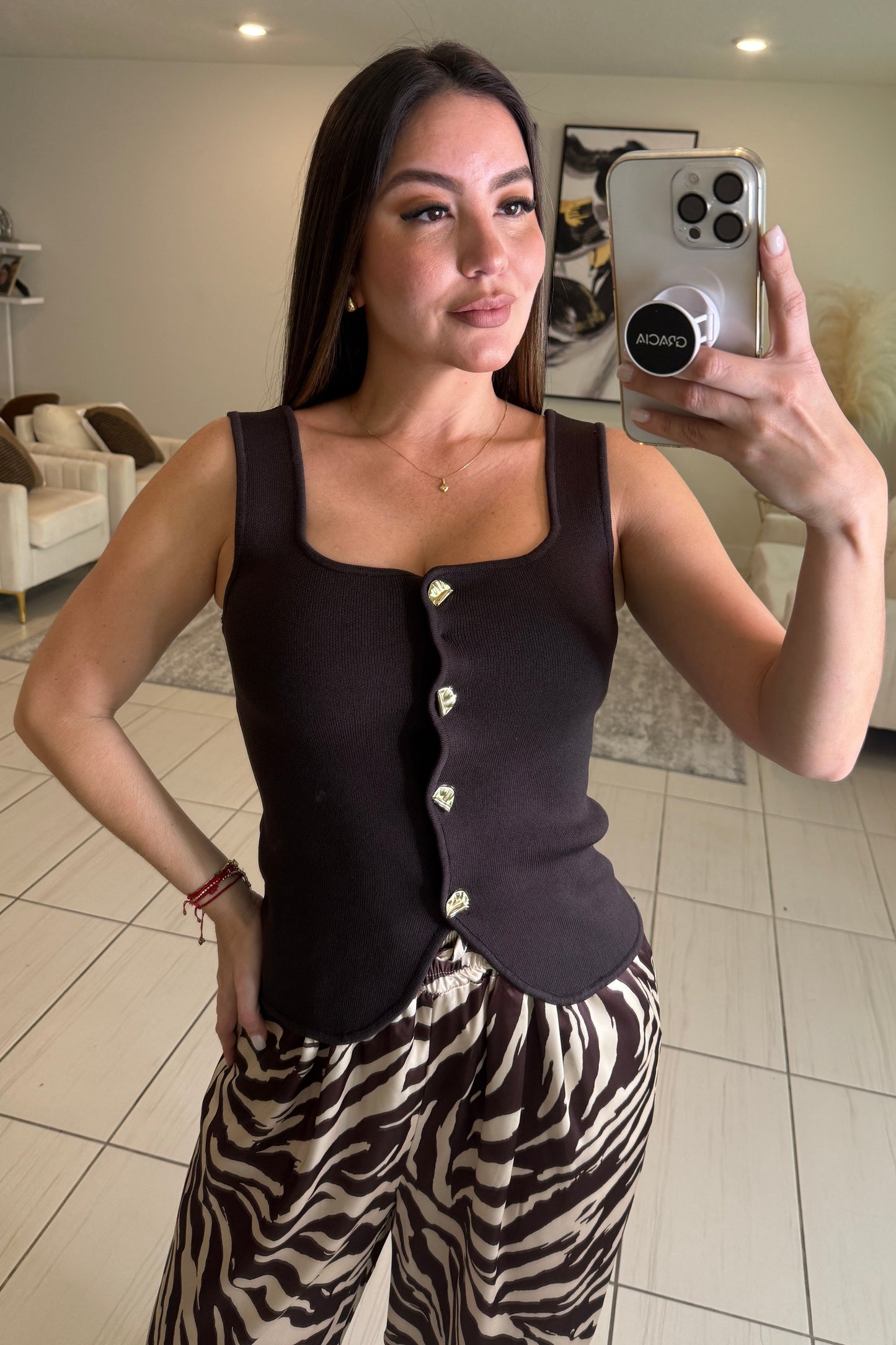 Simplicity Charm Knit Brown Vest