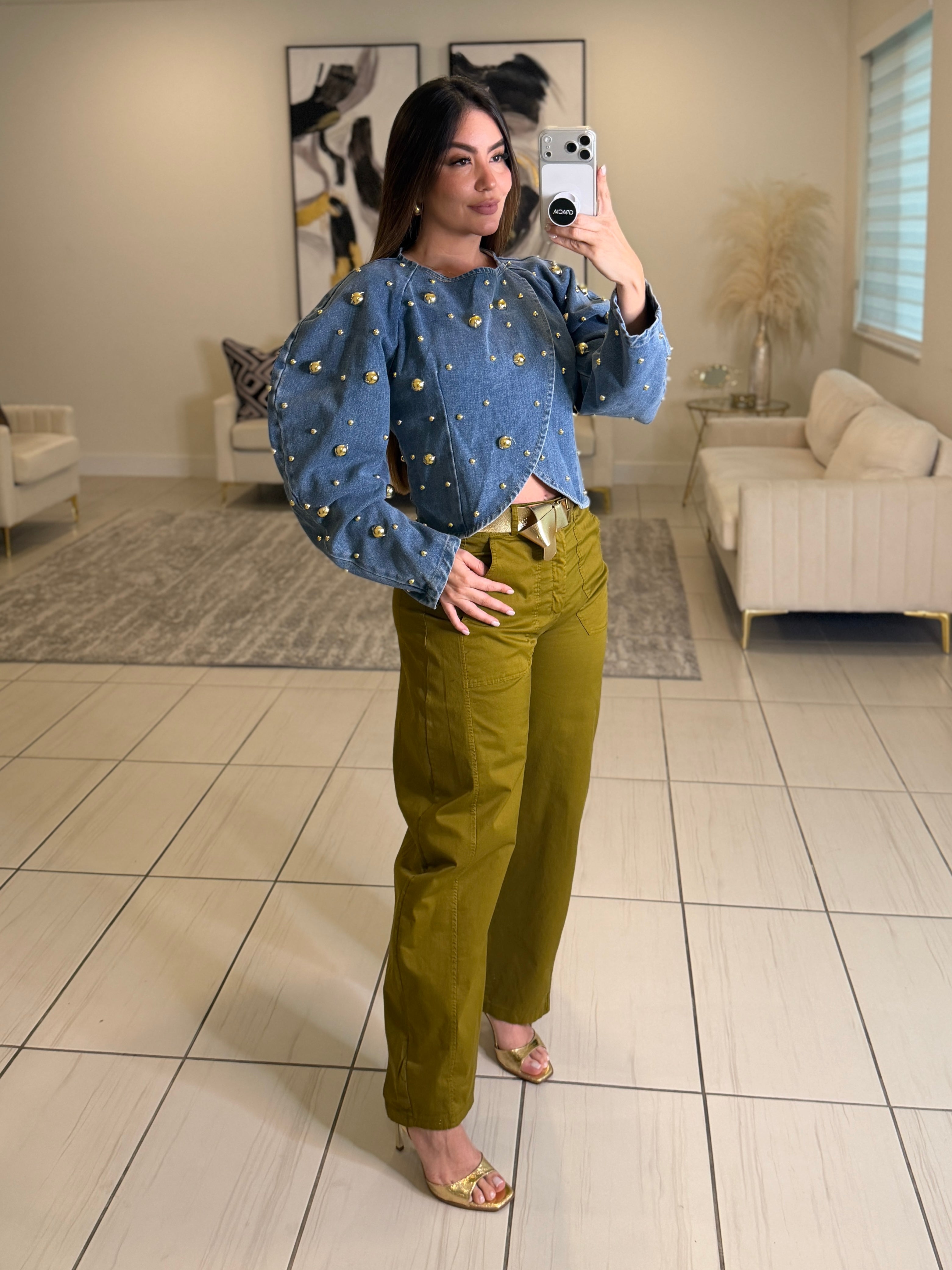 Savanna Green Barrel Pants