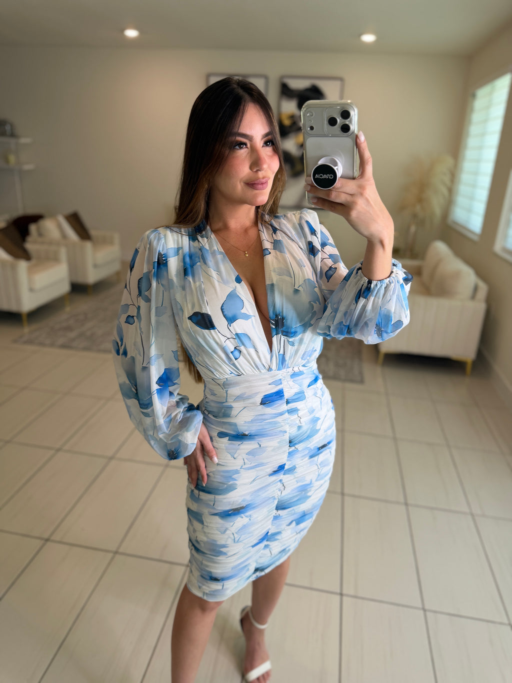 Poetic Floral Blue Dress
