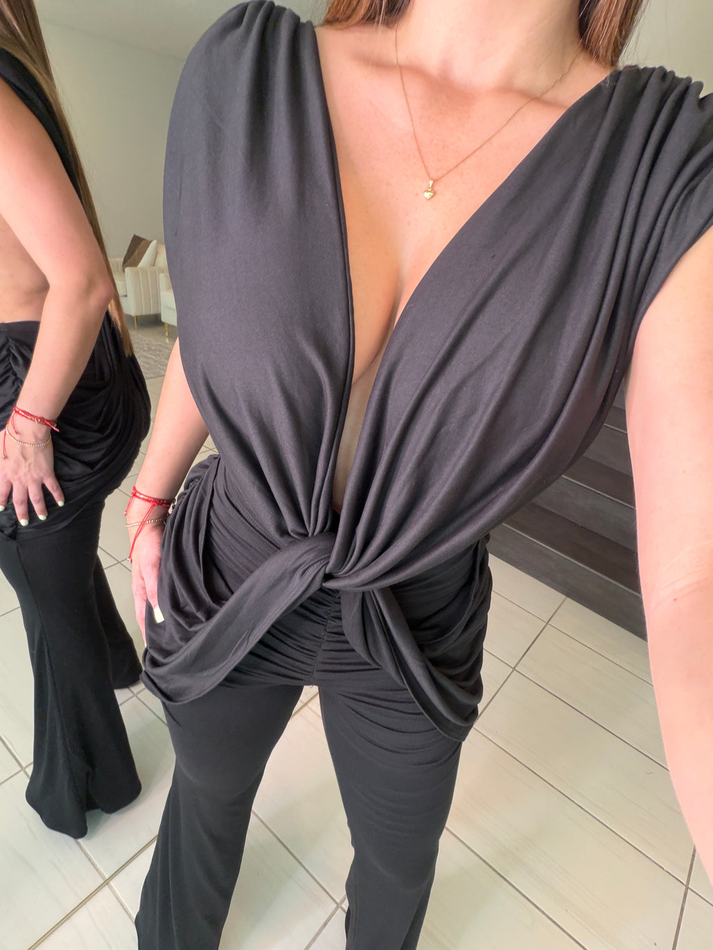 Crowned Desire Ruched Black Jumpsuit