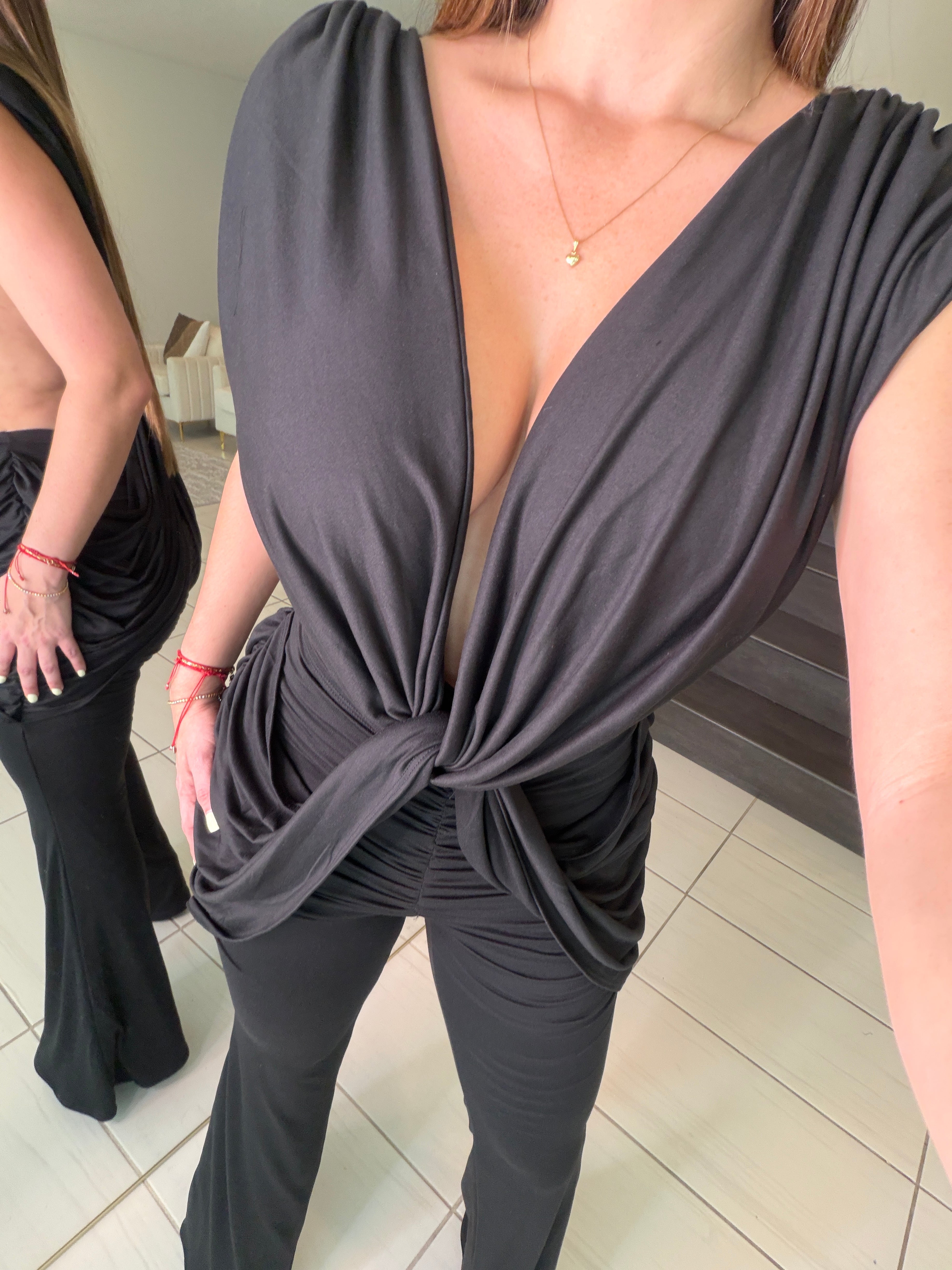 Crowned Desire Ruched Black Jumpsuit