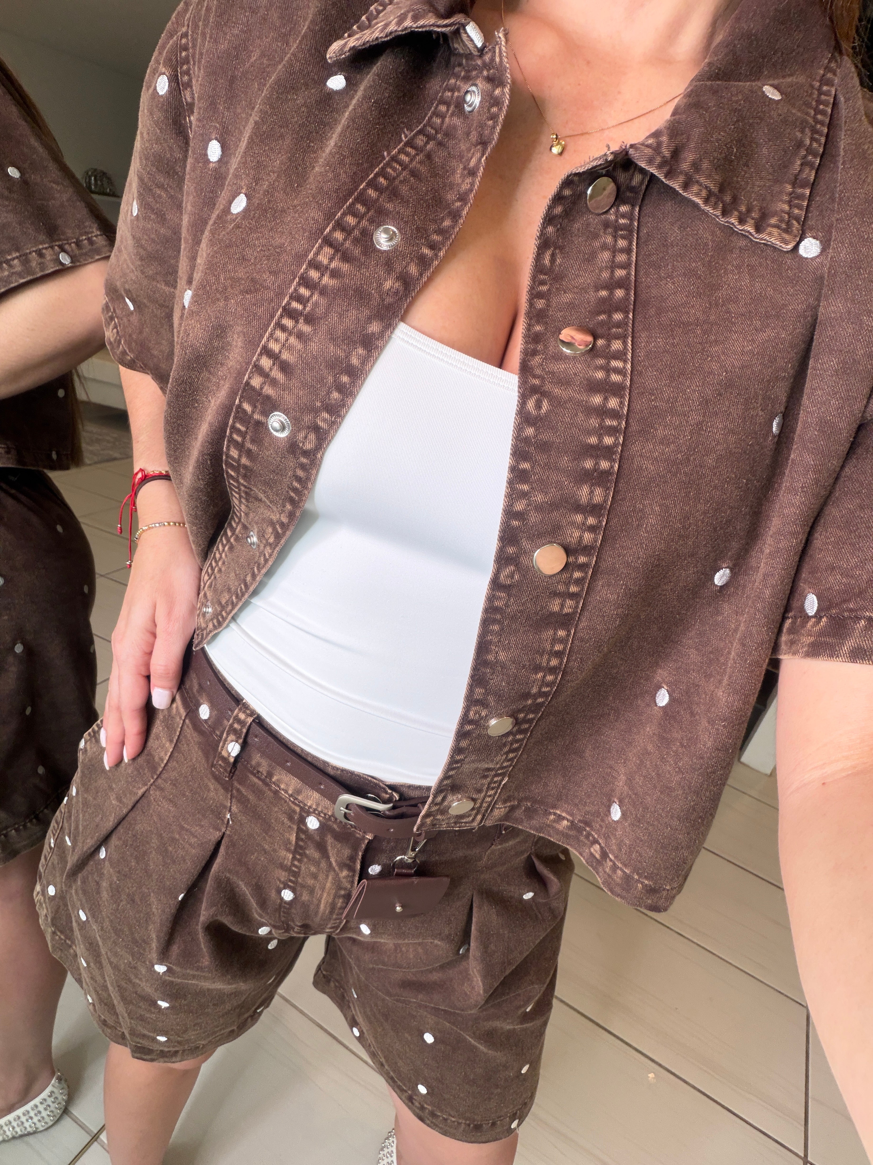 Poetic Dots Brown Short Set