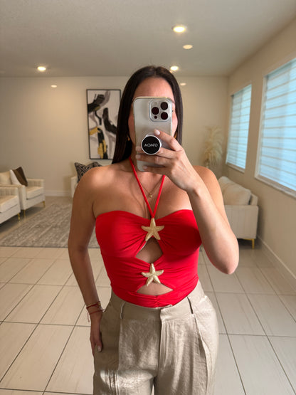 Gold Star Red Bodysuit