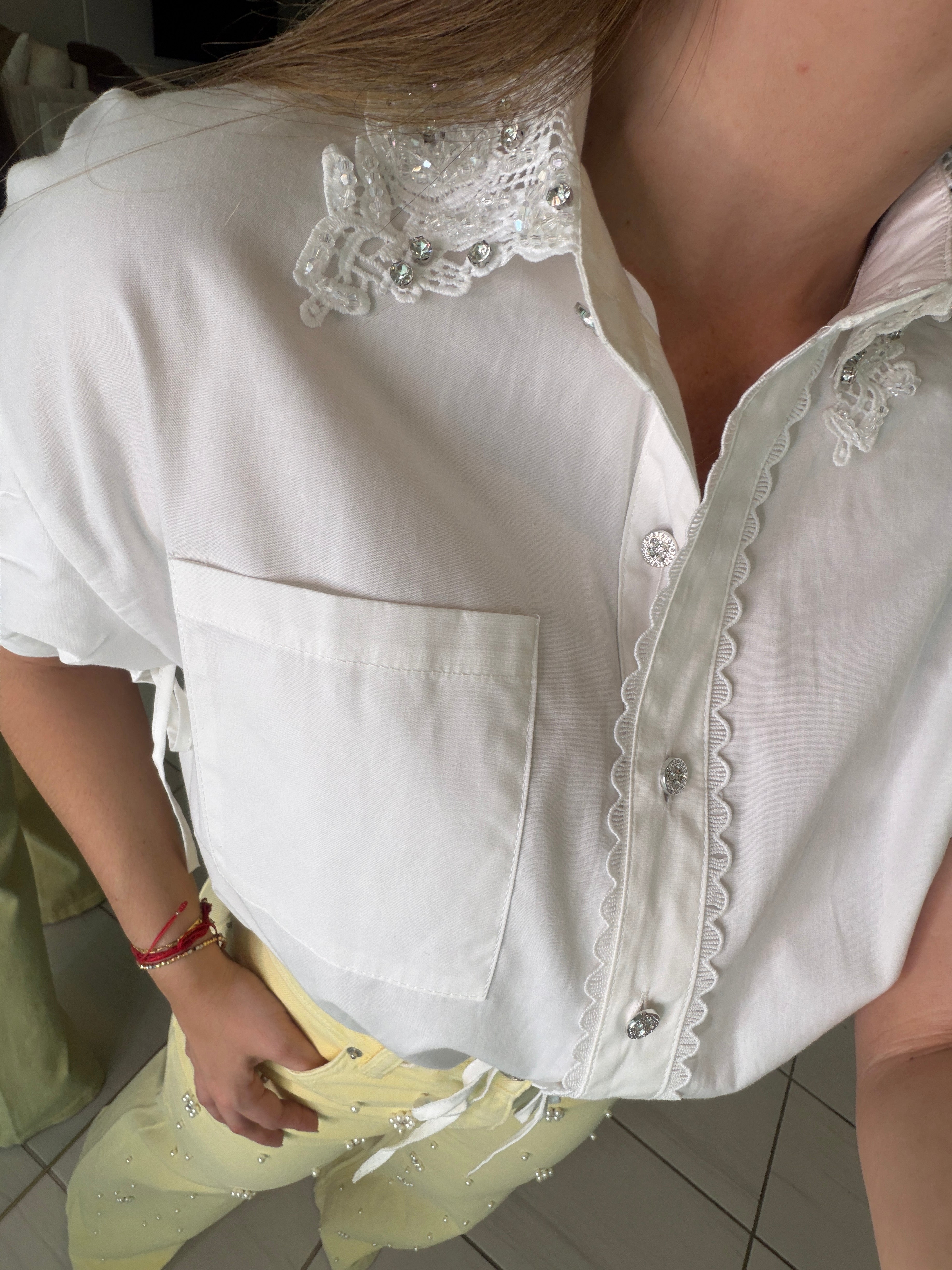 Flowers and Sparkles White Shirt
