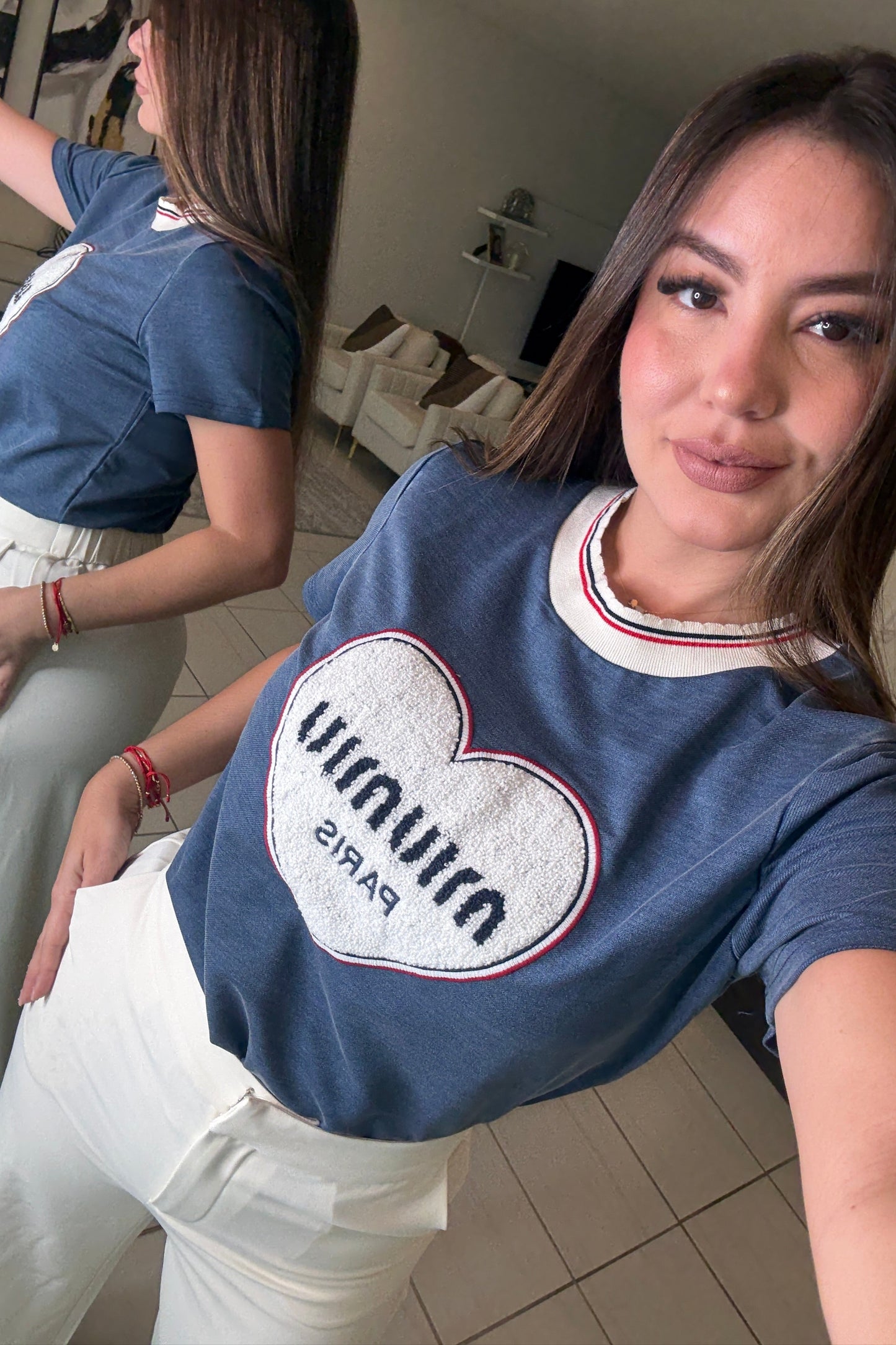Iconic Heart Blue Top