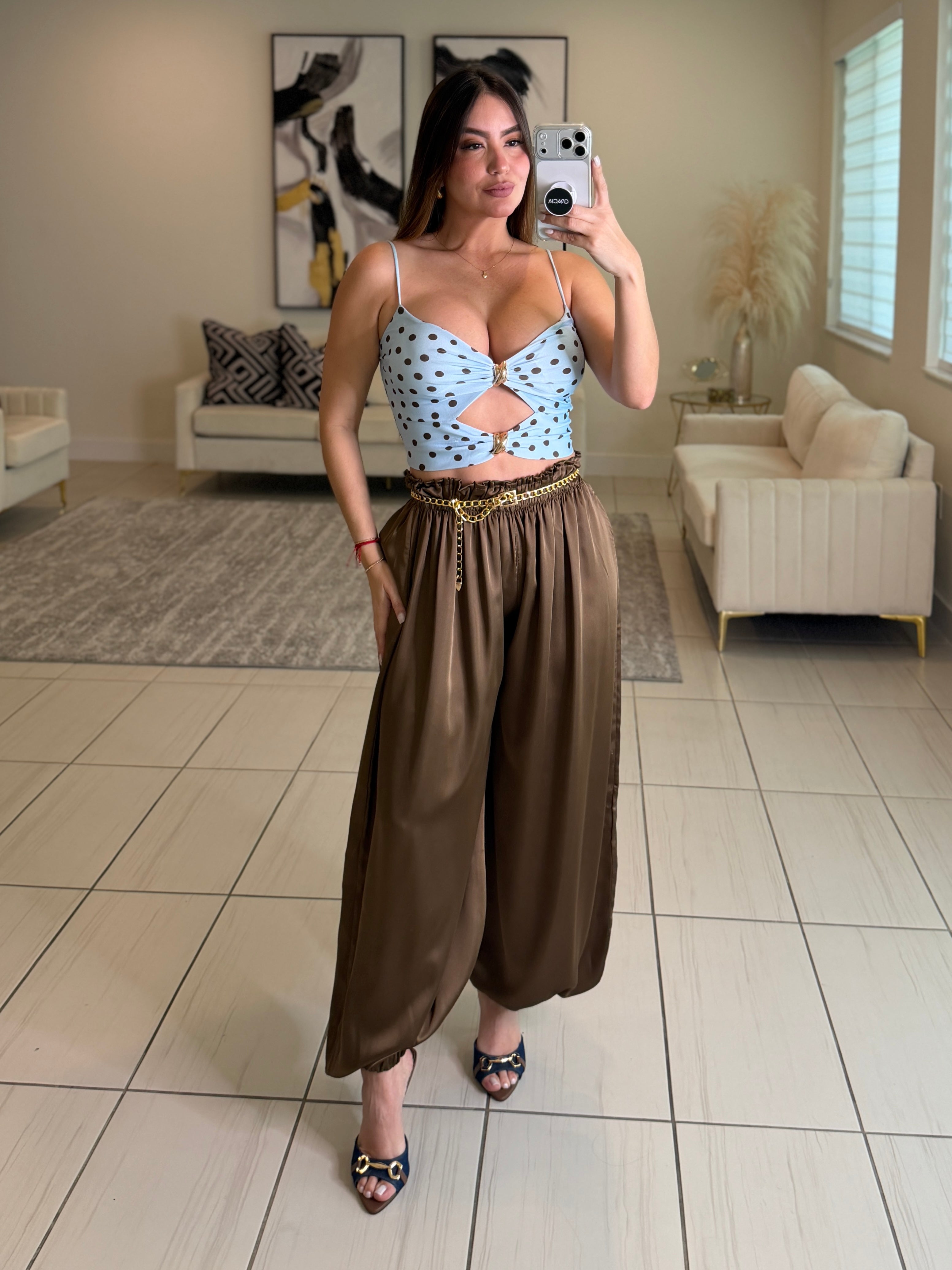 Blush Dots Blue Top