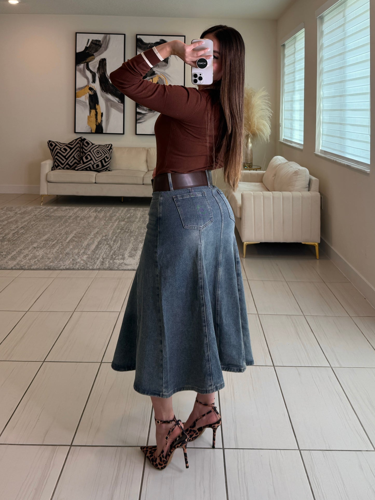 Oasis Whisper Denim Midi Skirt