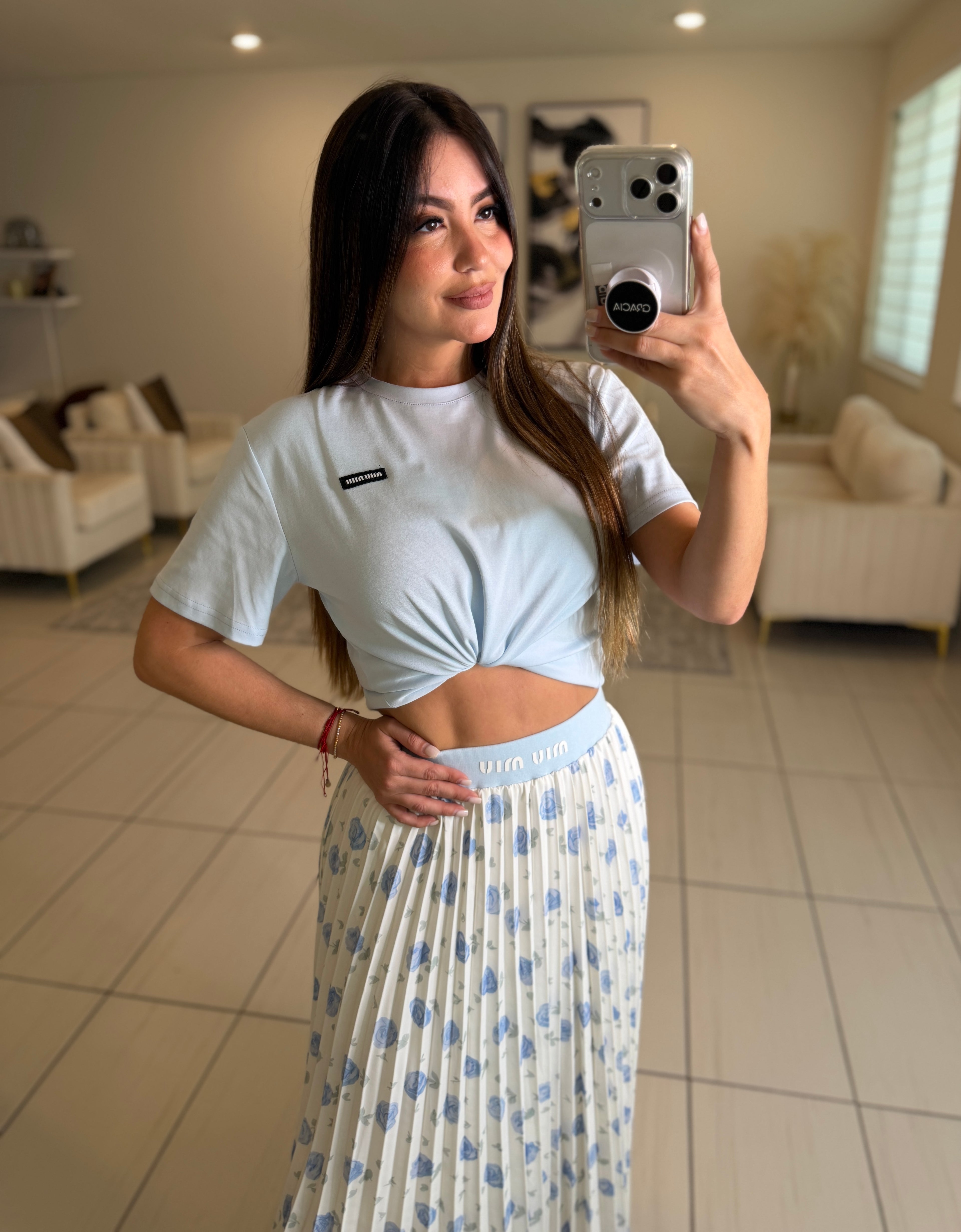 Mirage Flame Blue Skirt Set