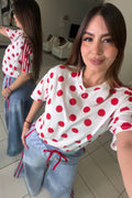 Divine Red Dots in White Tshirt