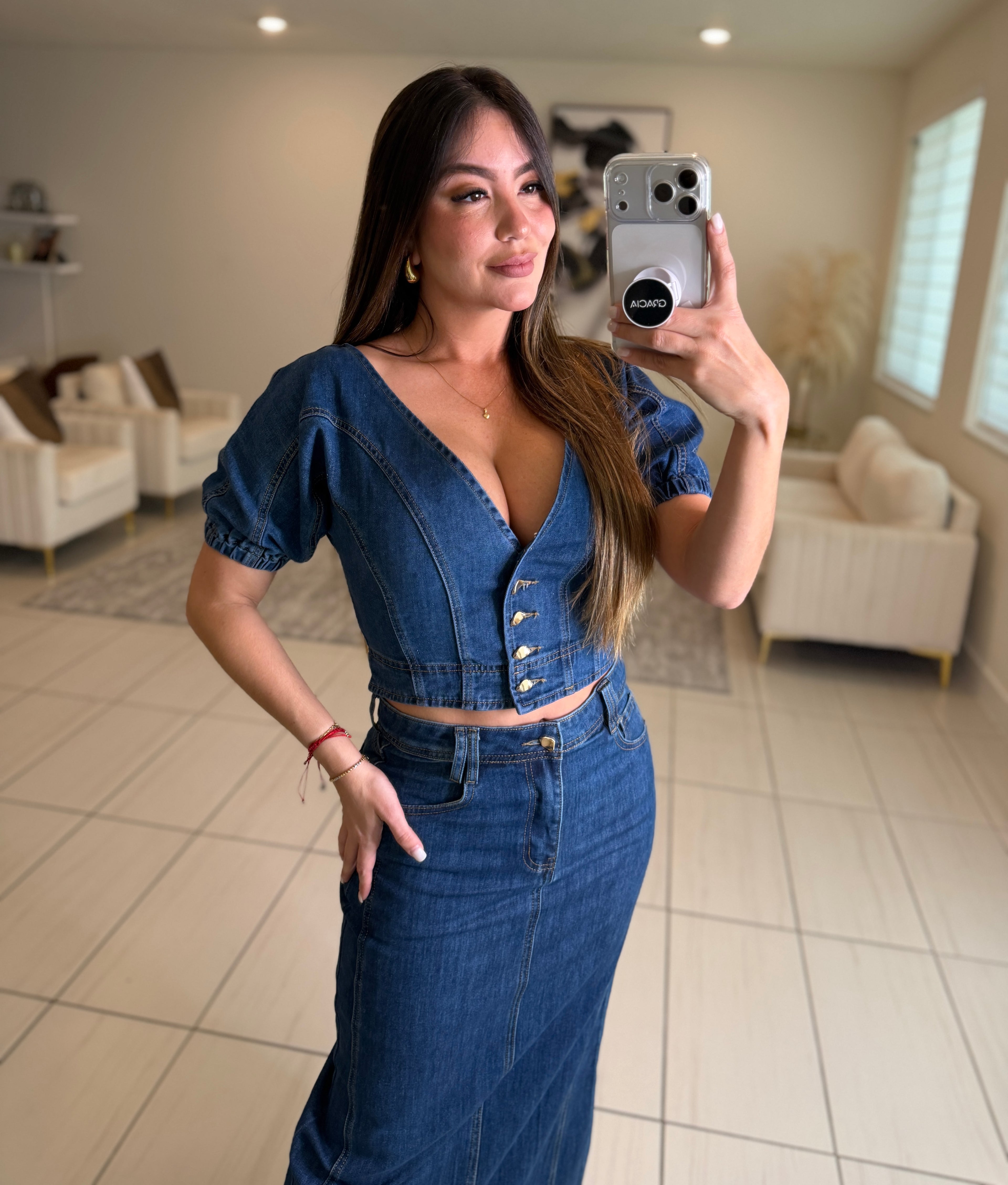 Gonna Scampanata in Denim Skirt Set