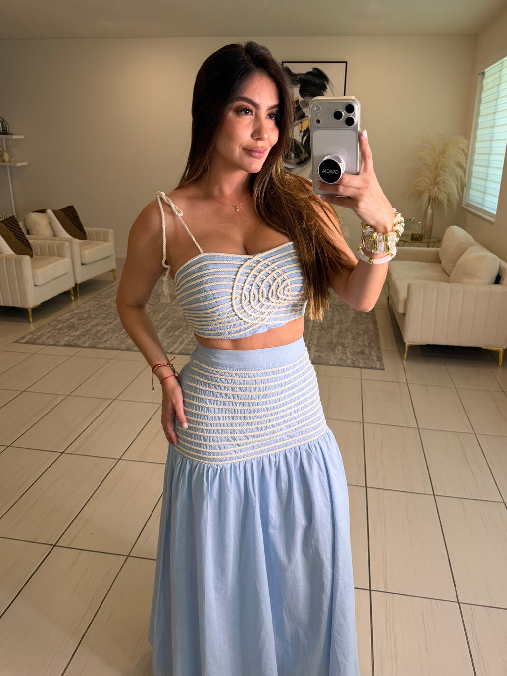 Salt Kiss Blue Skirt Set