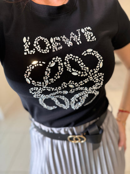 Iconic Rhinestones Black Top