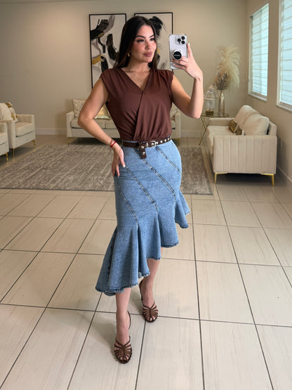 Veiled Motion Denim Skirt