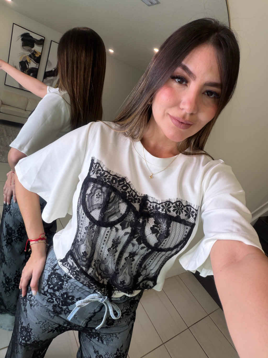 Luxe Lace Corset White Top