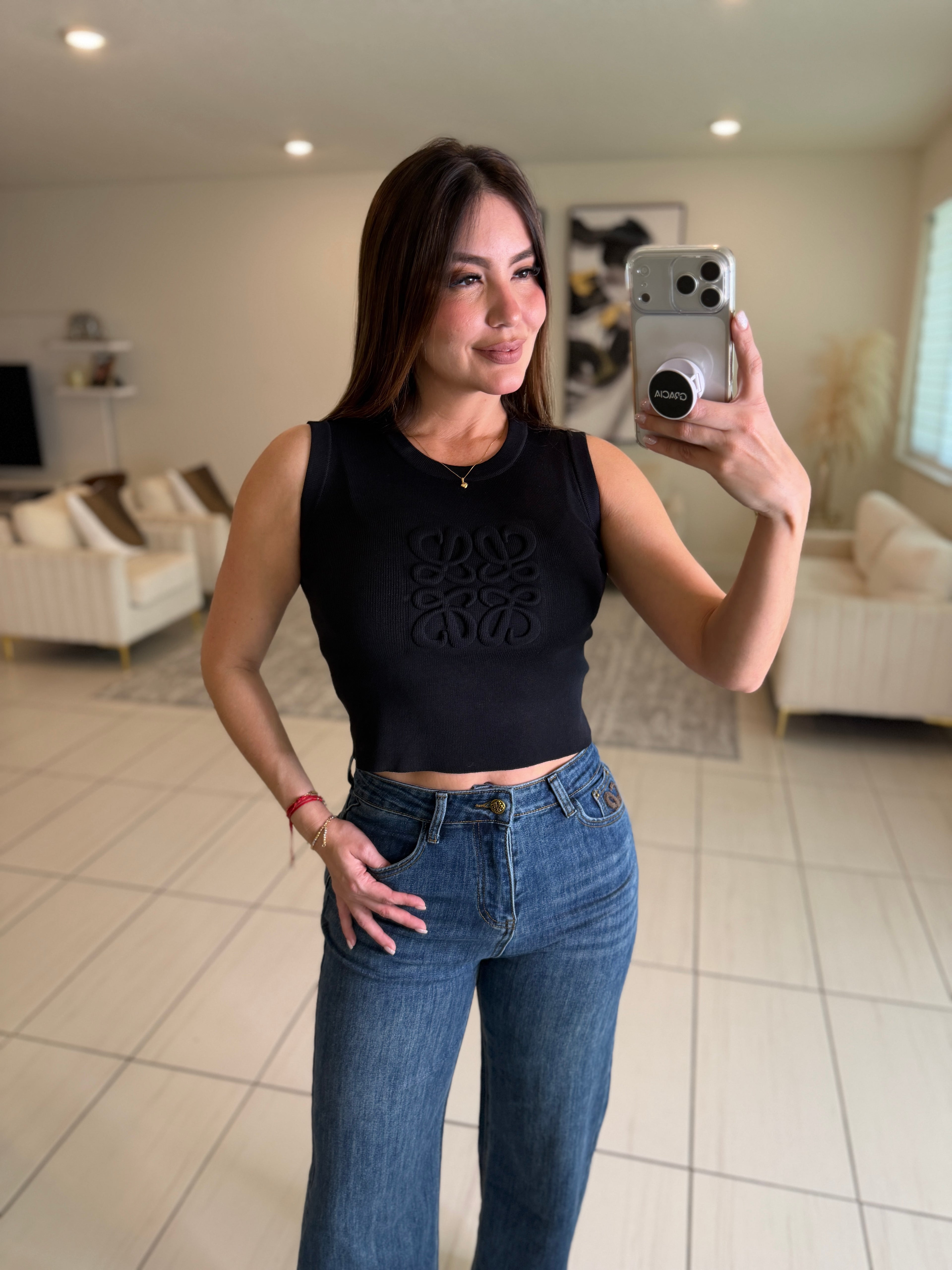 Iconic Knit Black Tank Top