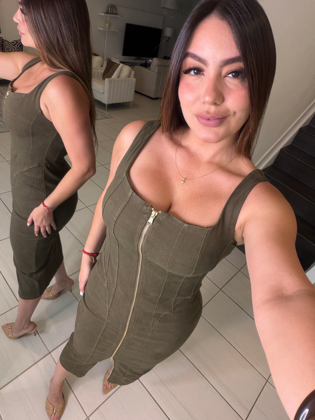 Commanding Desire Green Denim Dress