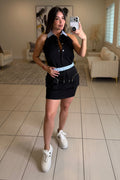 Refined Pockets Black Skort Set