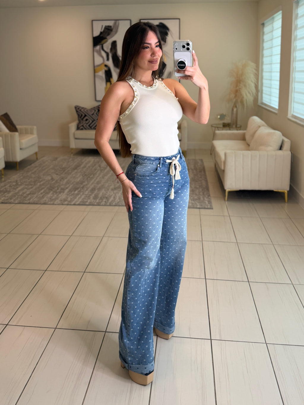 Sweet Dots Denim Pants