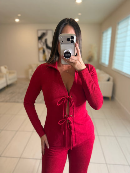 Glow Motion Red Pants Set