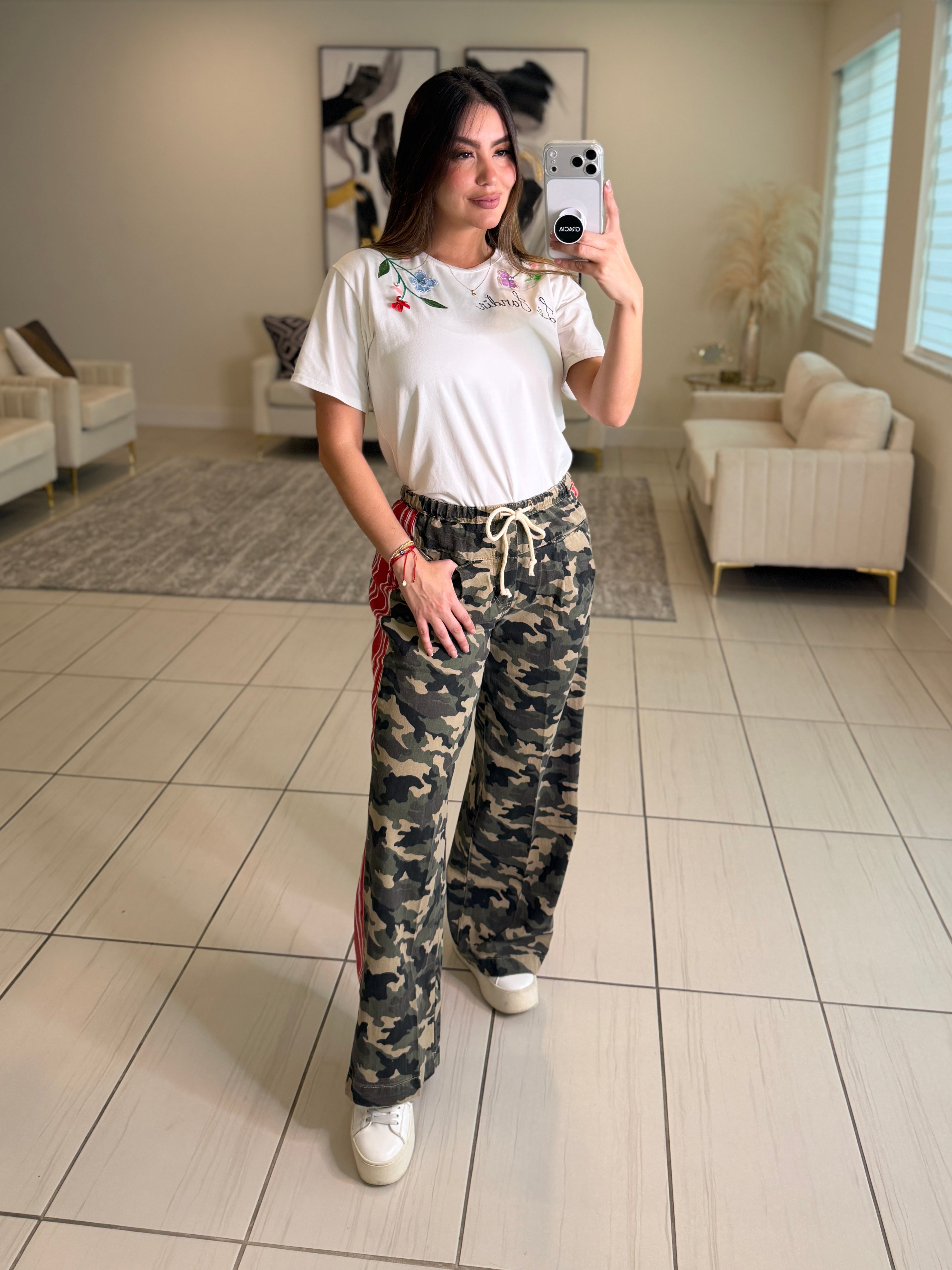 Structured Military Red Stripes Pants