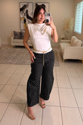 Polka Dots Black Barrel Pants