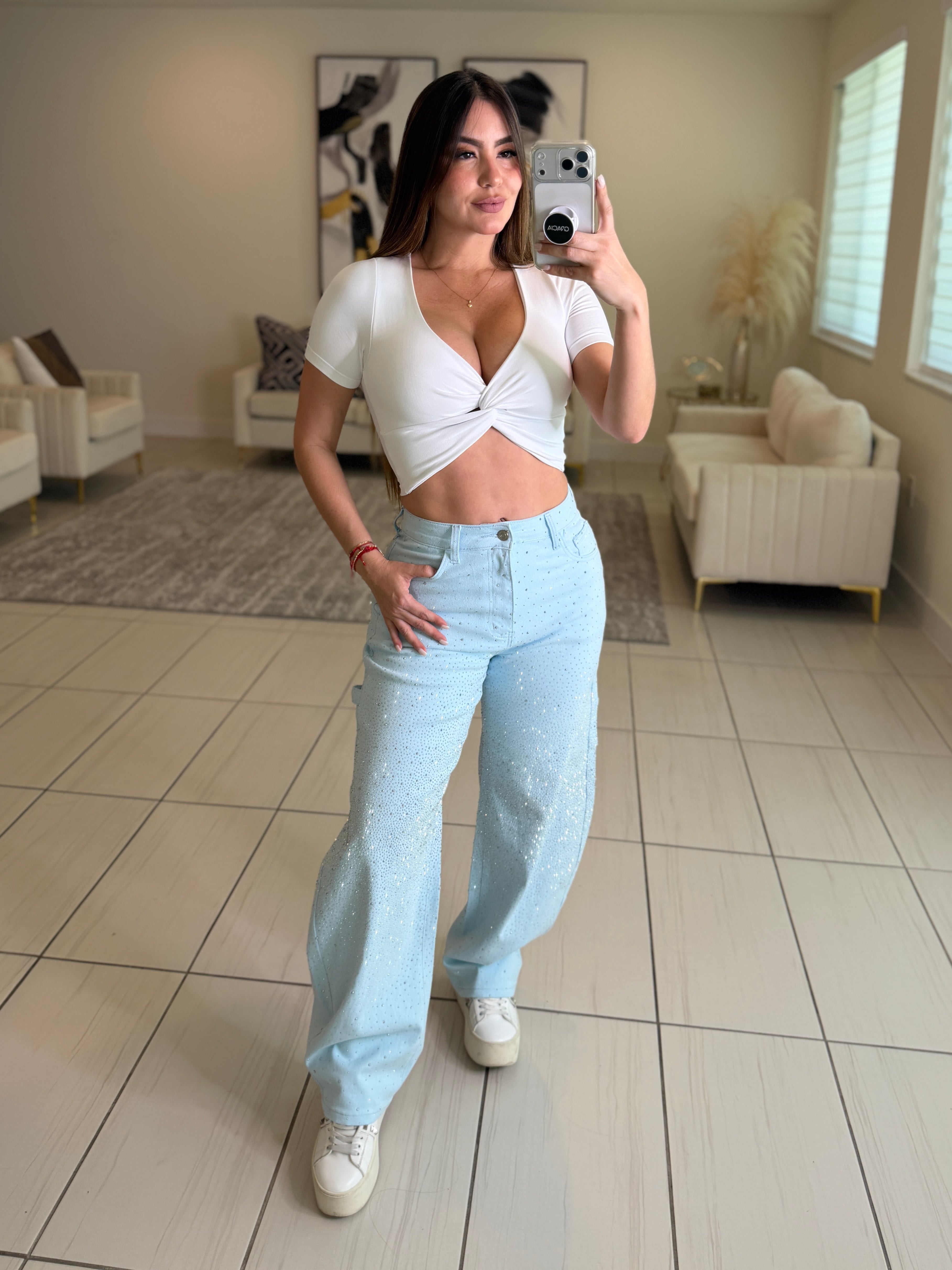 Divine Rhinestones Blue Pants